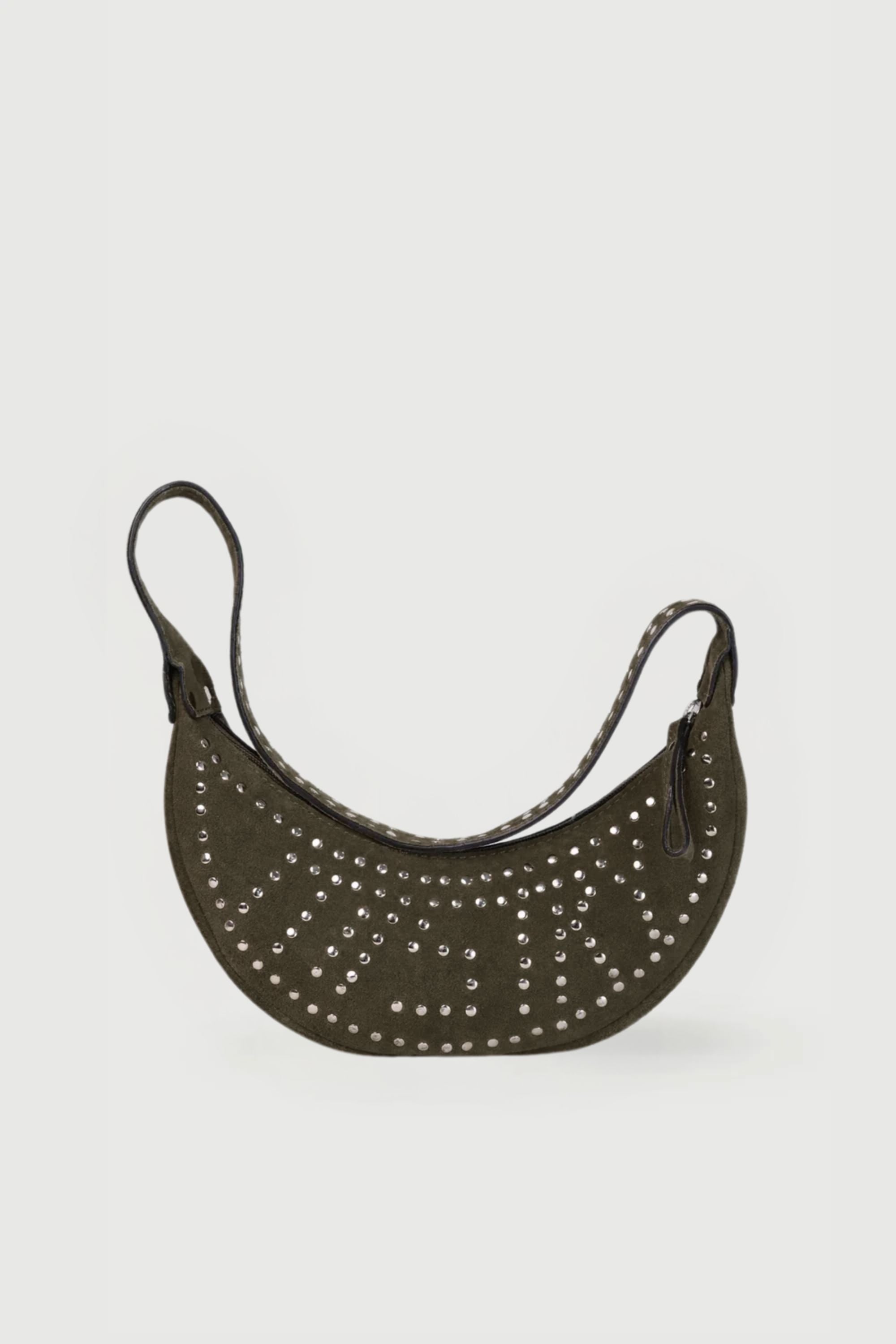 Selena With Rivets In Olive Green Suede