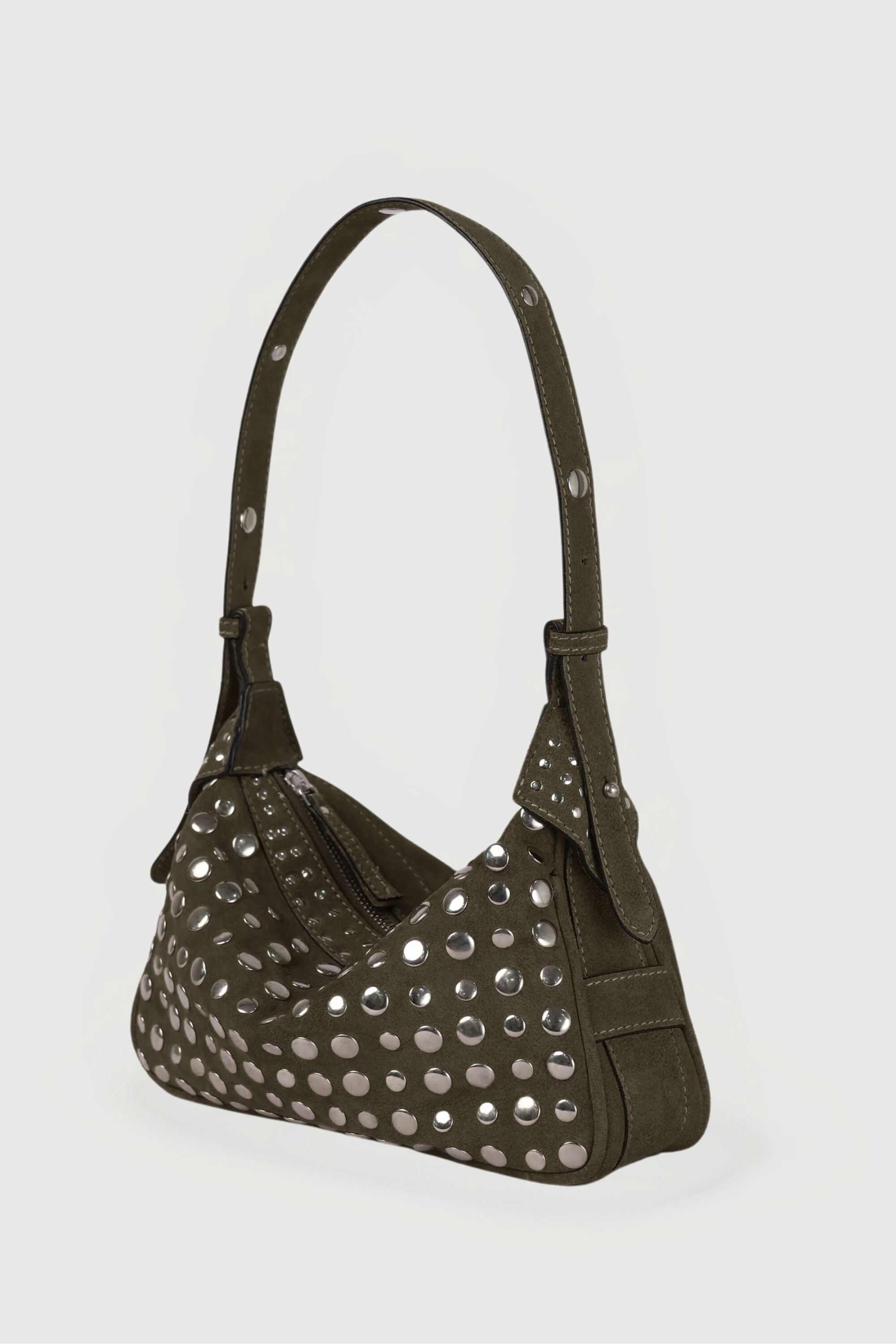 Icon Studded Baguette in Olive Green