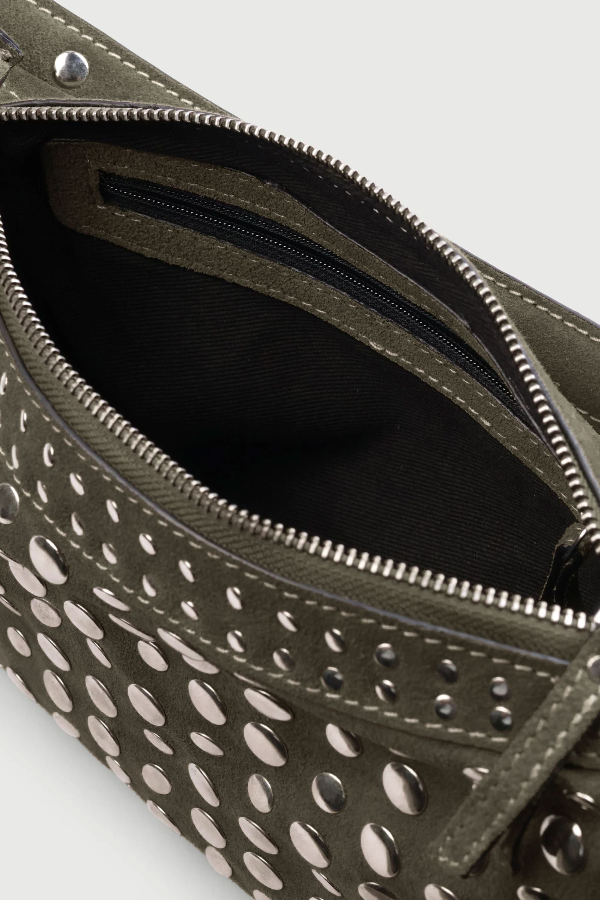Icon Studded Baguette in Olive Green