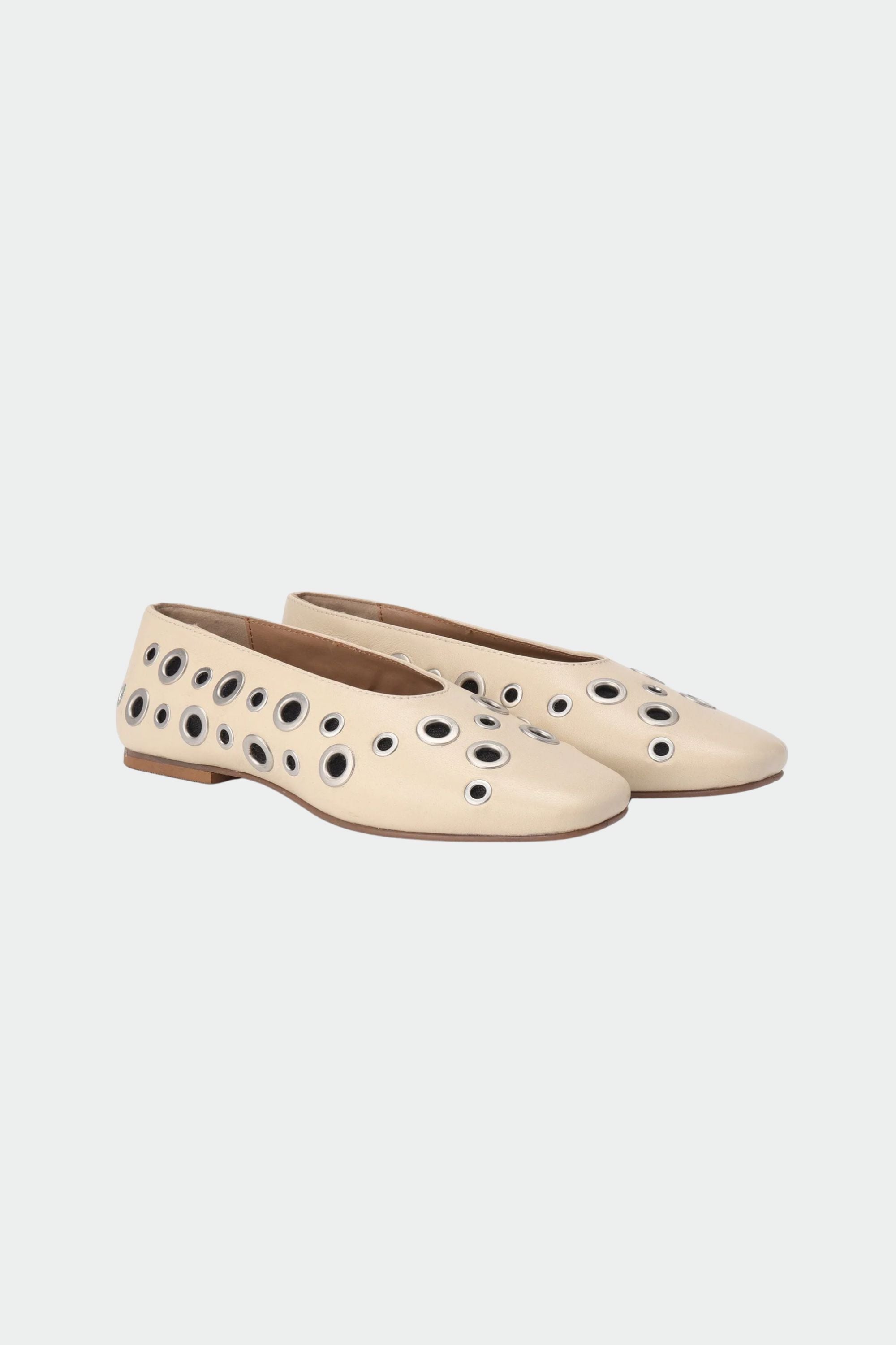 Ecru Ballet Flats with Eyelets