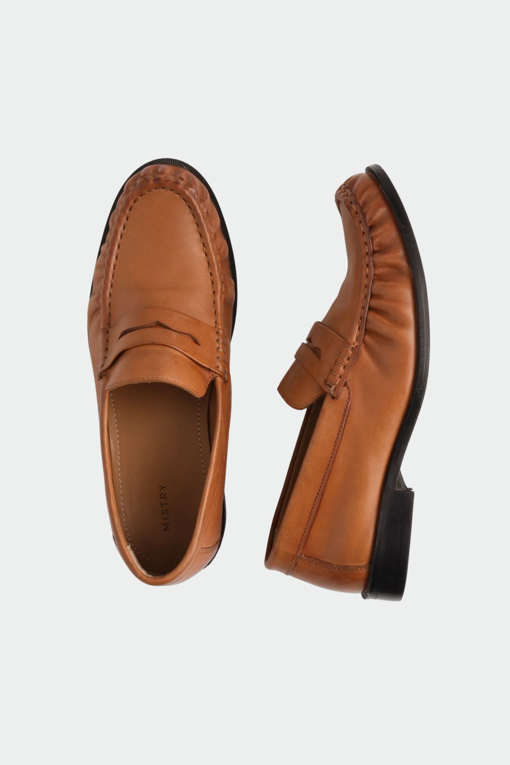 Ruched Penny Cut Loafers in Tan
