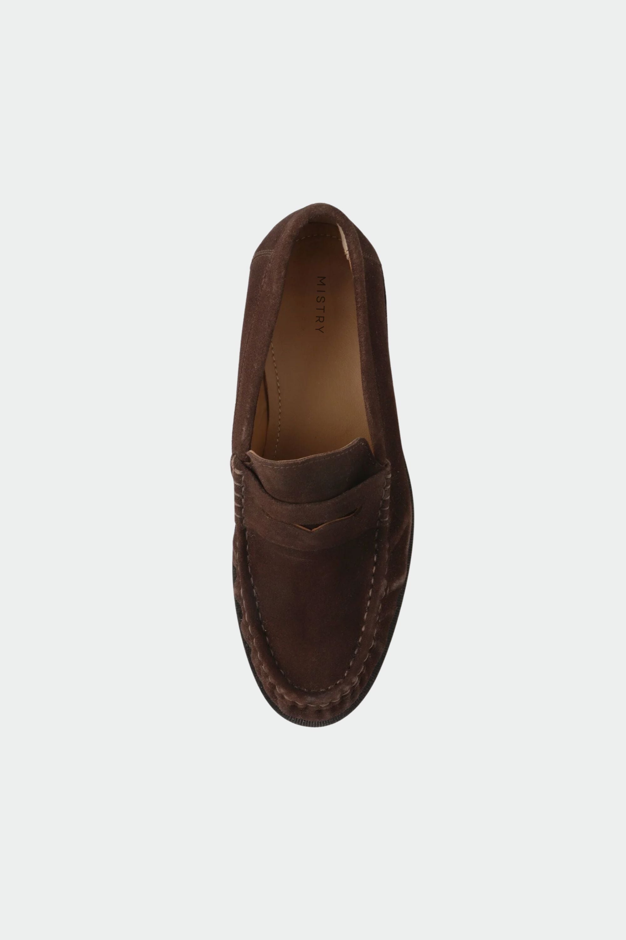 Ruched Penny Cut Loafers in Brown Suede