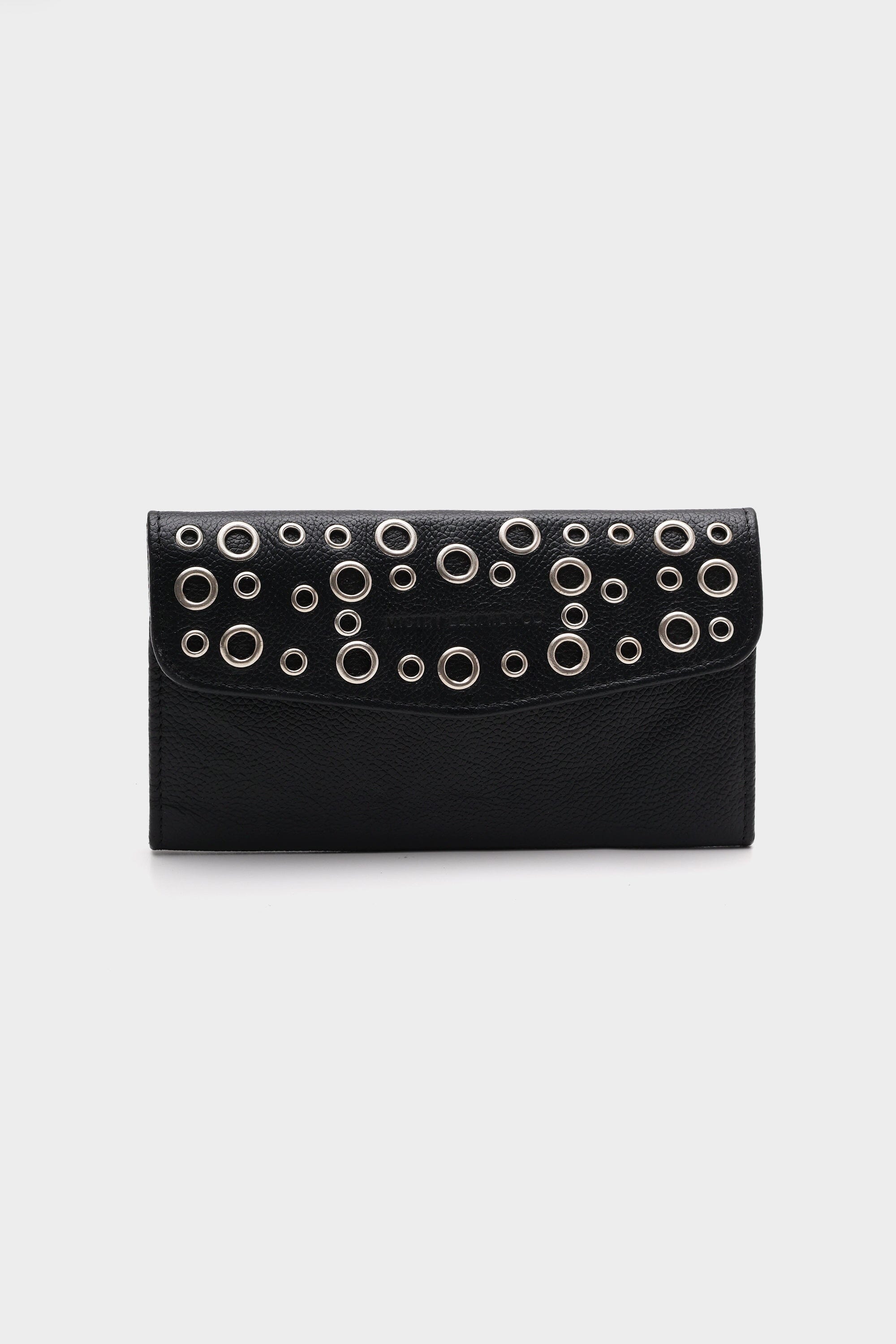 Leather Wallet with Silver Eyelets