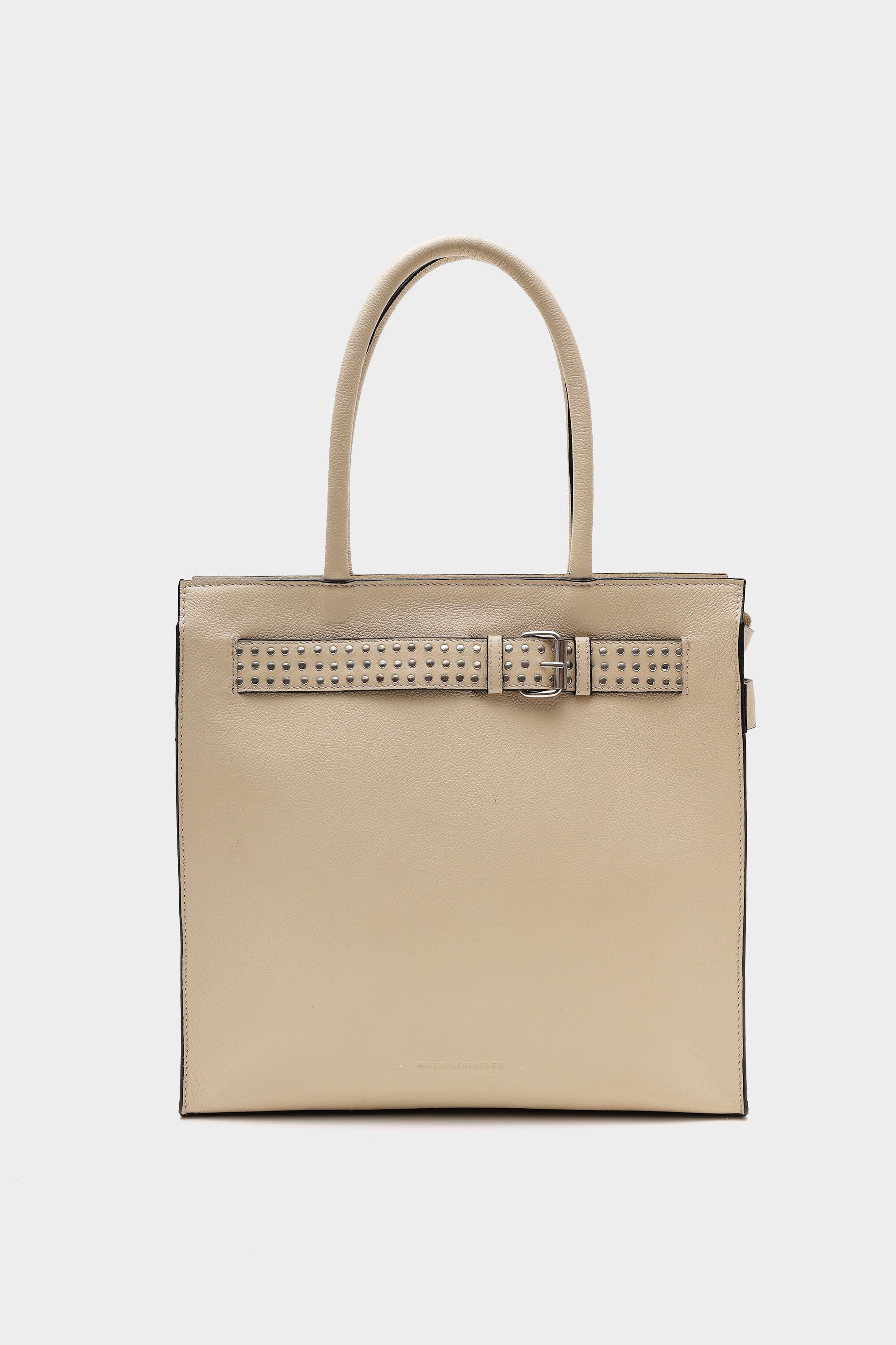 Box Tote in Ecru with Buckled Details