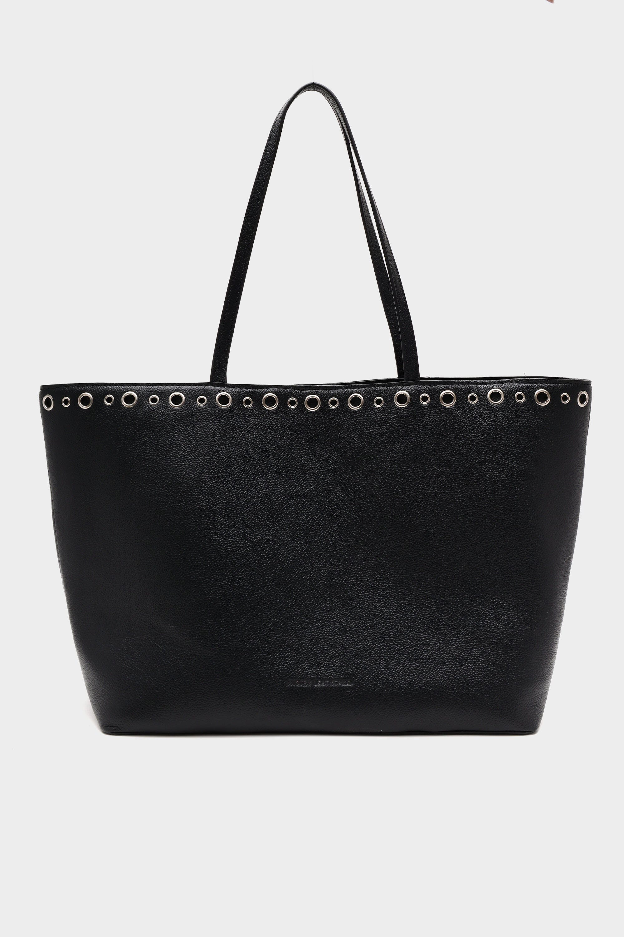 Basic Tote Pebbled Black with Eyelet Details