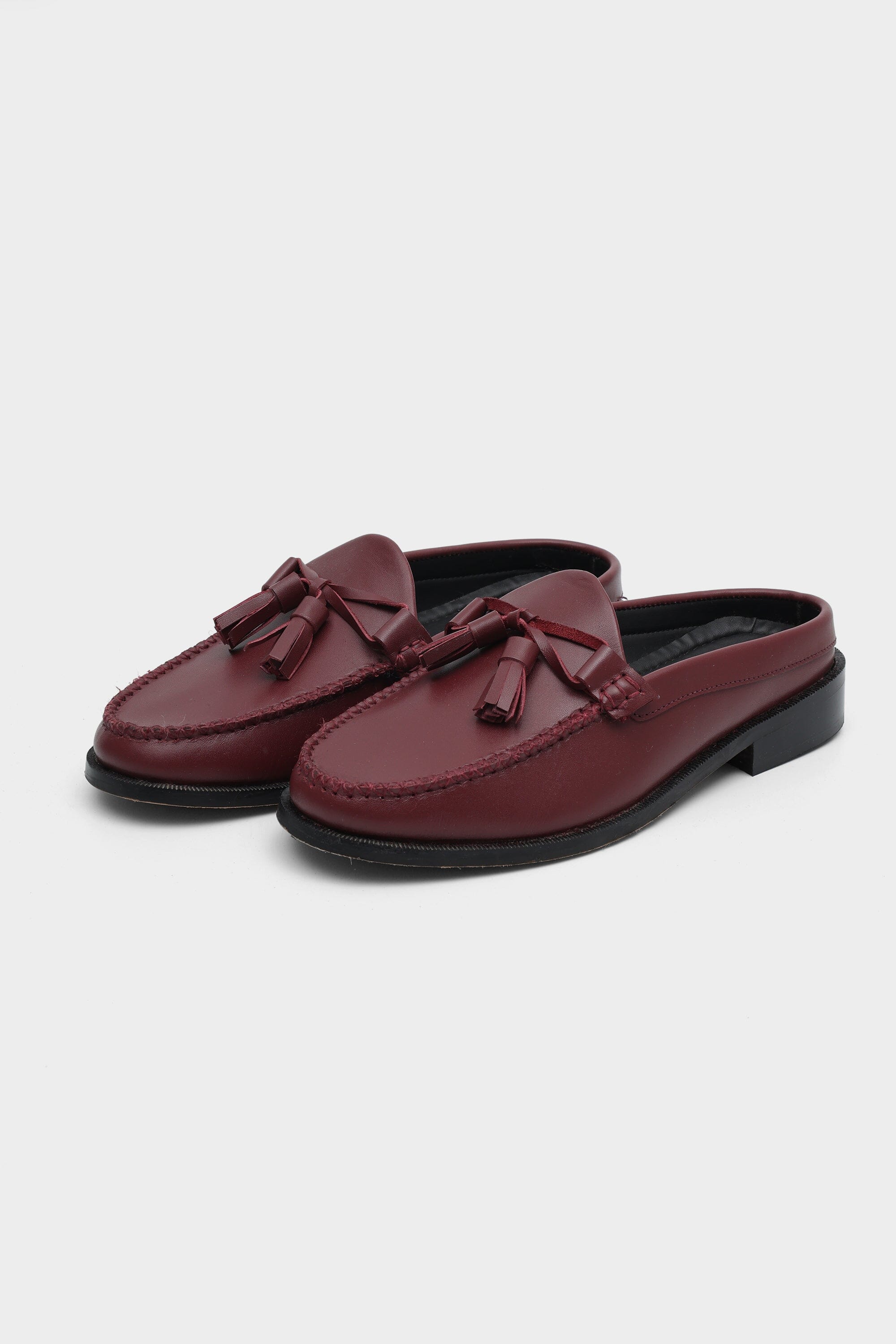 Tassel Trim Mule in Bordeaux