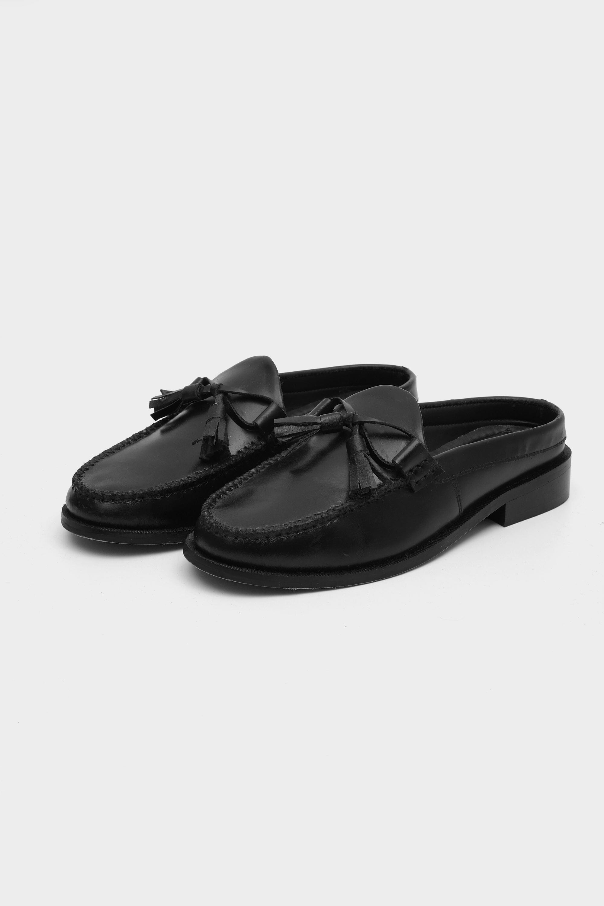 Tassel Trim Mule in Black