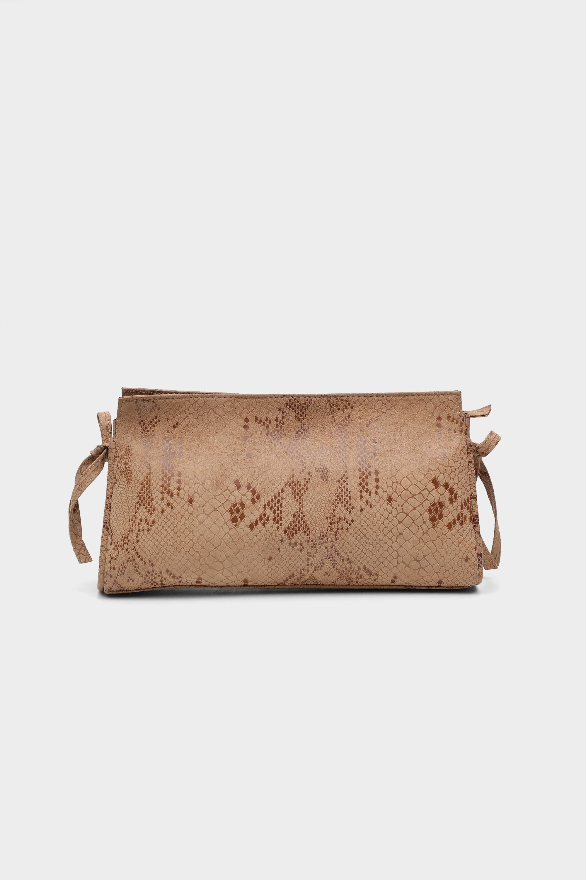 Trapeze Clutch in Brown Snake