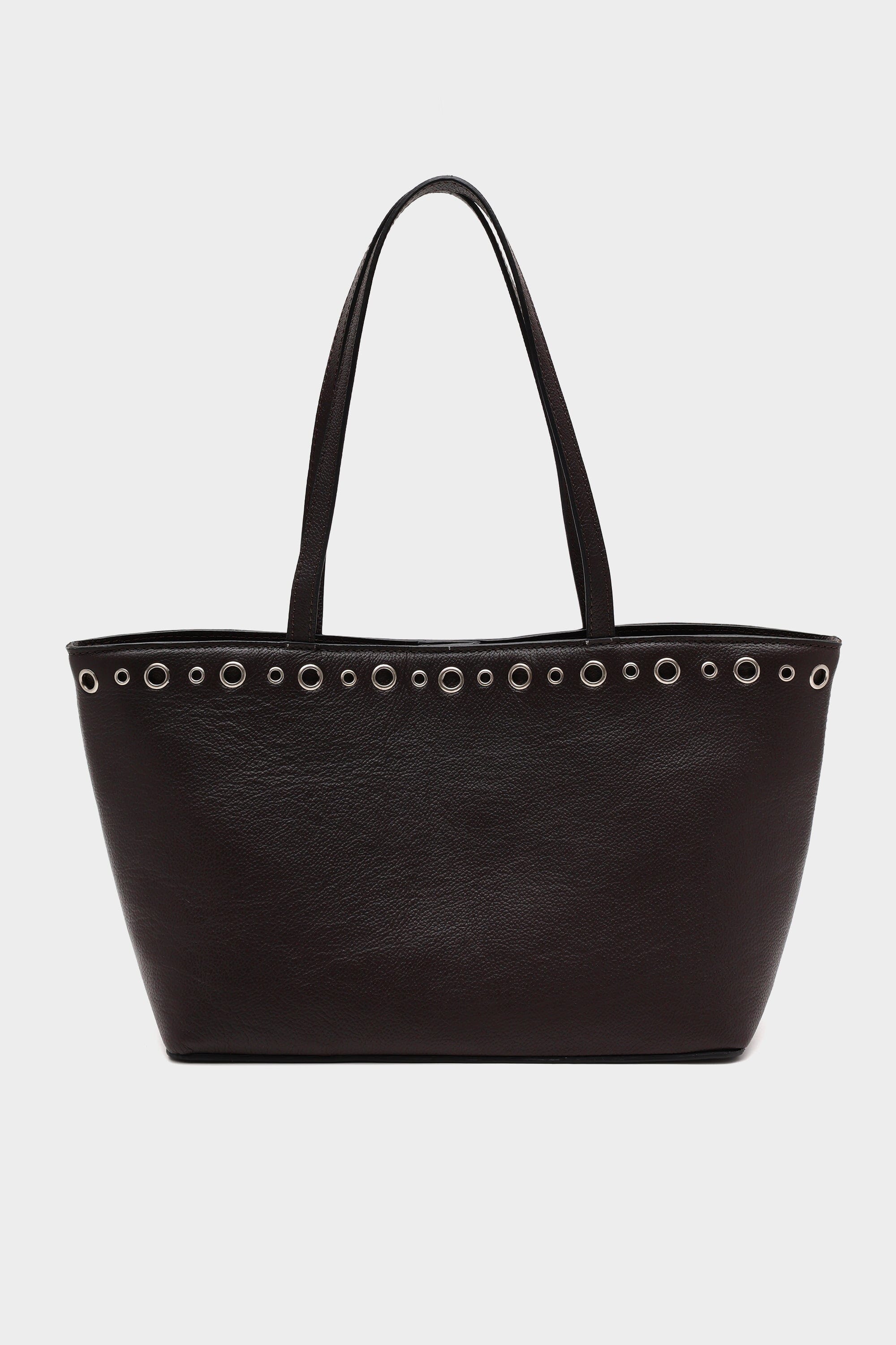 Mini Basic Tote Pebbled Brown with Eyelet Details