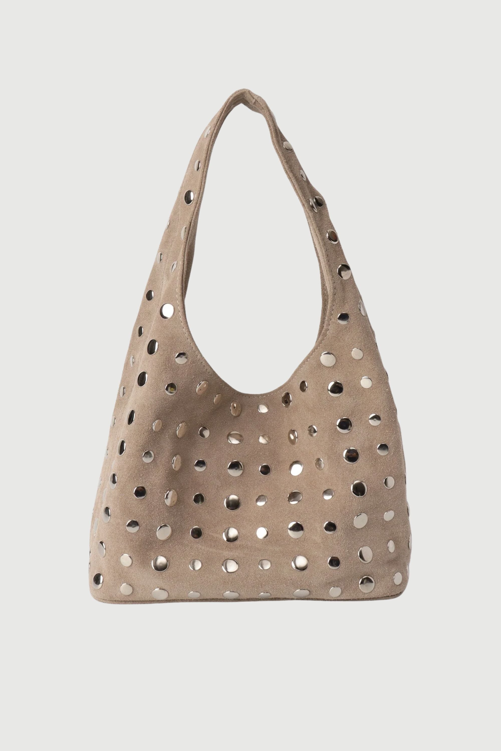 Icon Studded Midi in Off White Suede