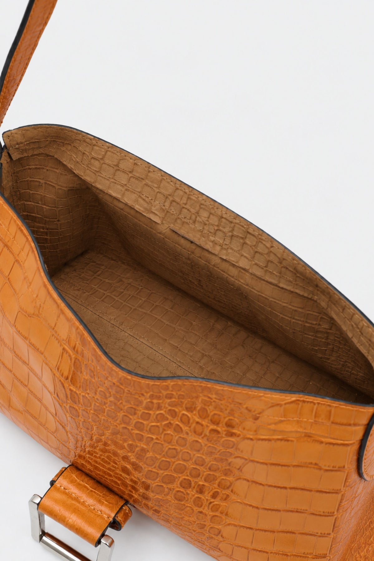 Marlow Flap Bag in Orange Croc Embossed leather