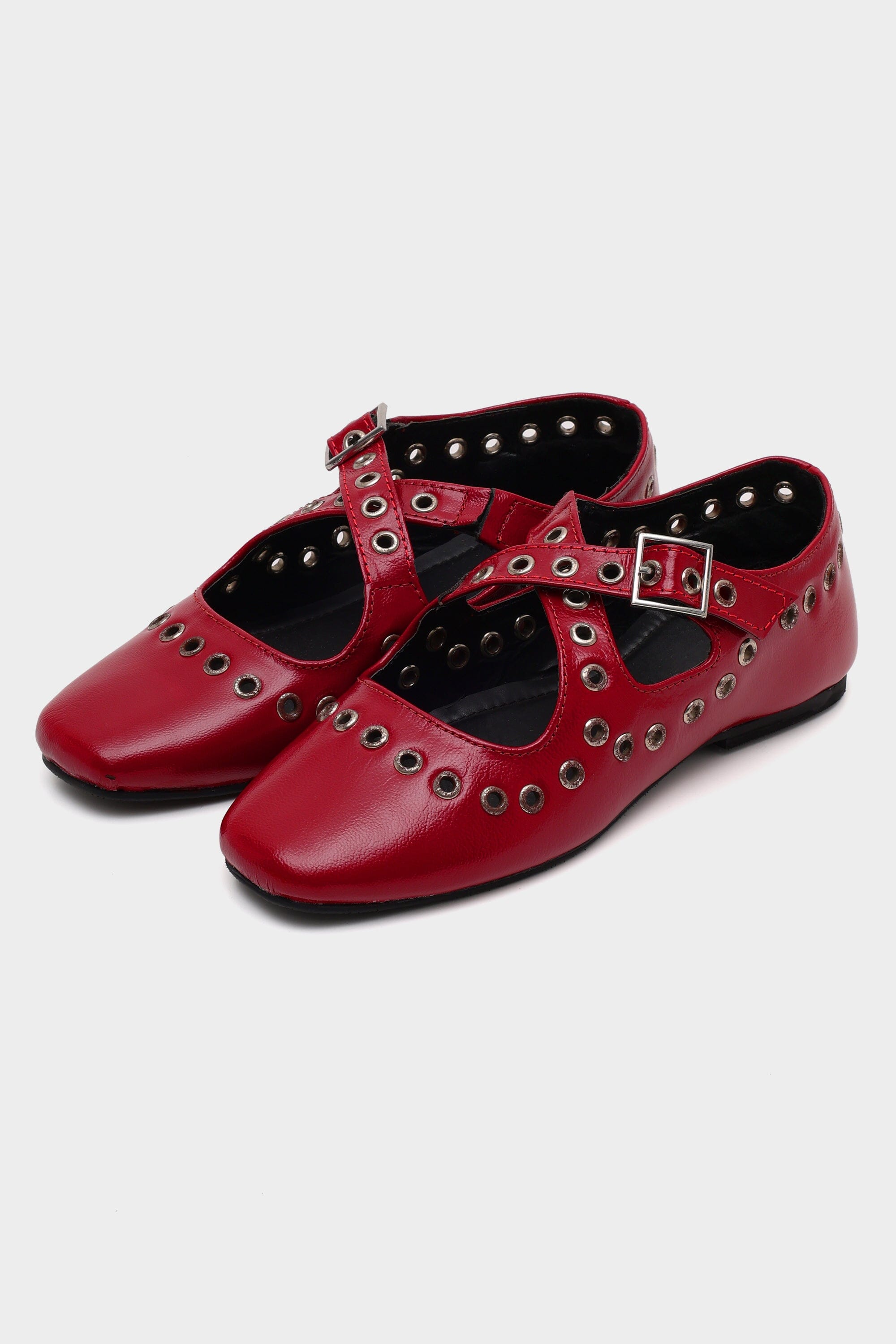 Red Crux Ballerinas with Grommets