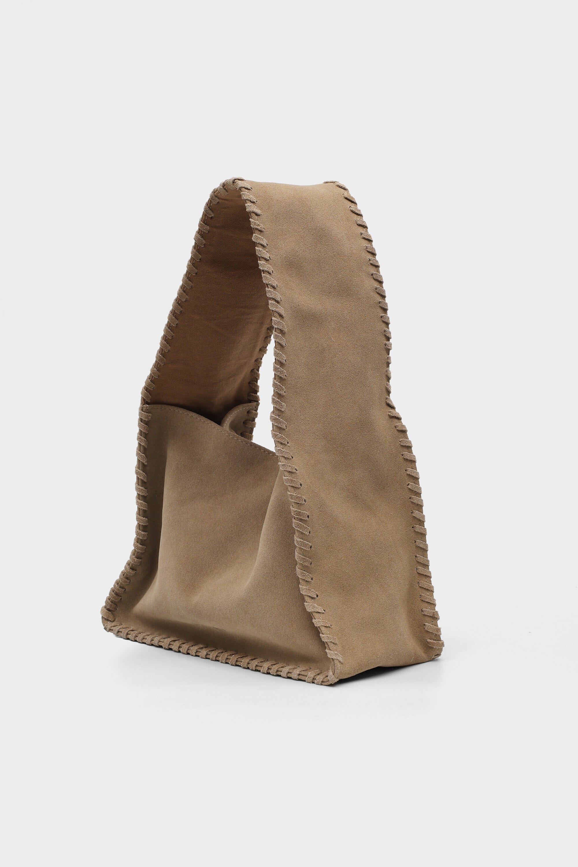 Bento Large in Off-White Suede Whipstitch