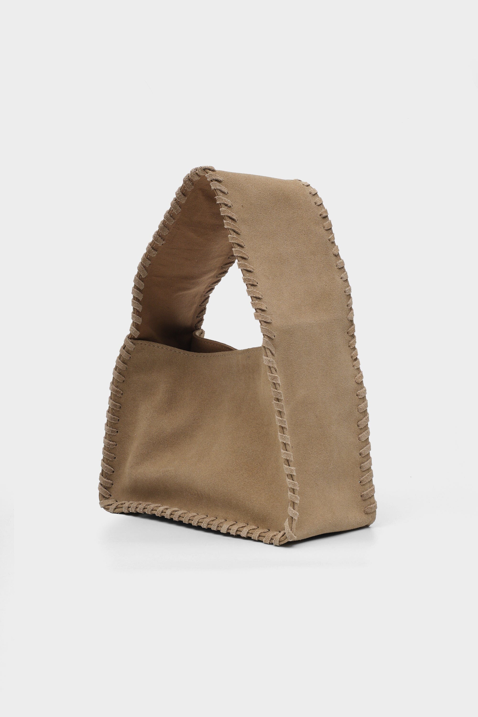 Bento Mini in Off-White Suede Whipstitch
