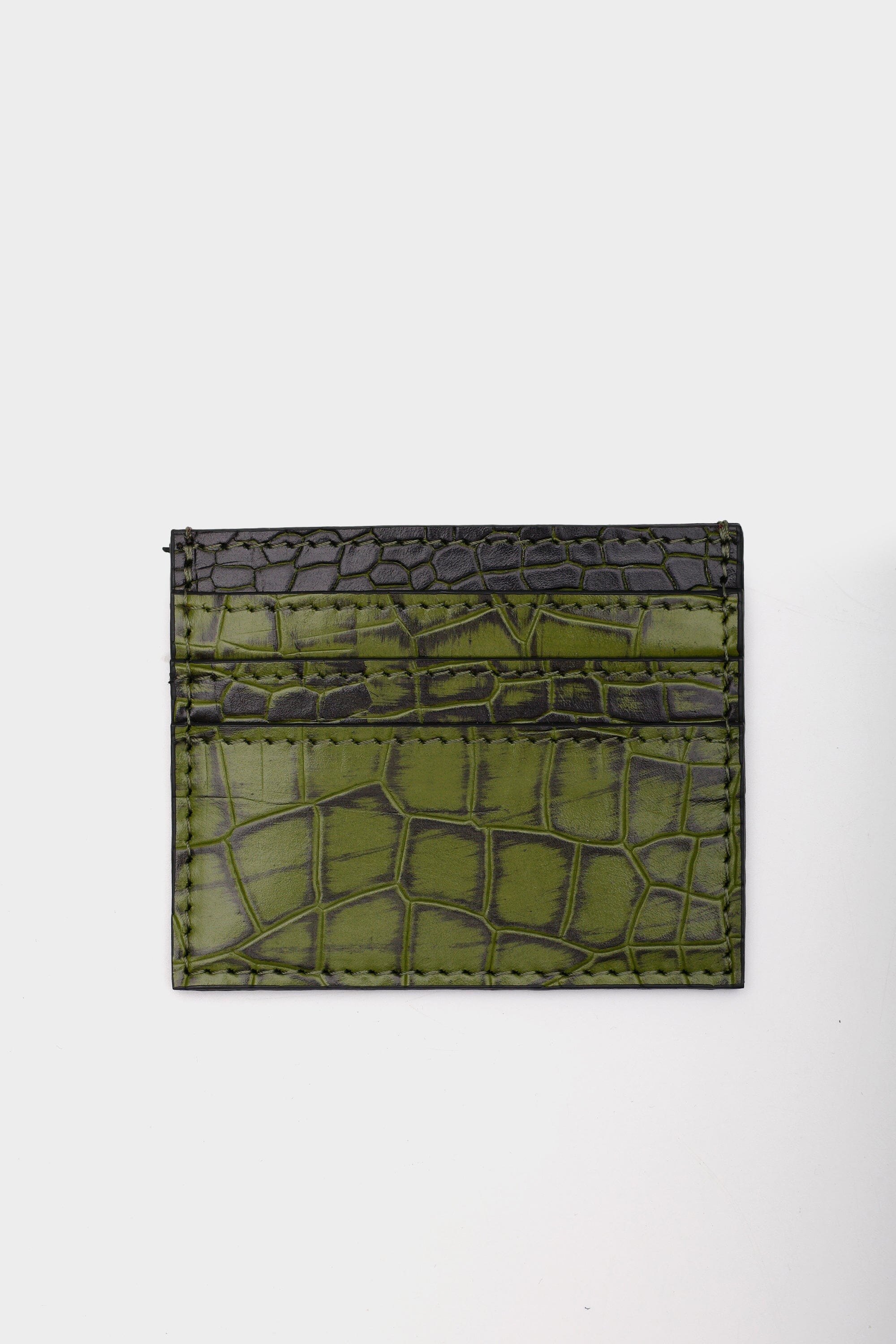 Croc Embossed Everyday Cardholder in Dark Olive