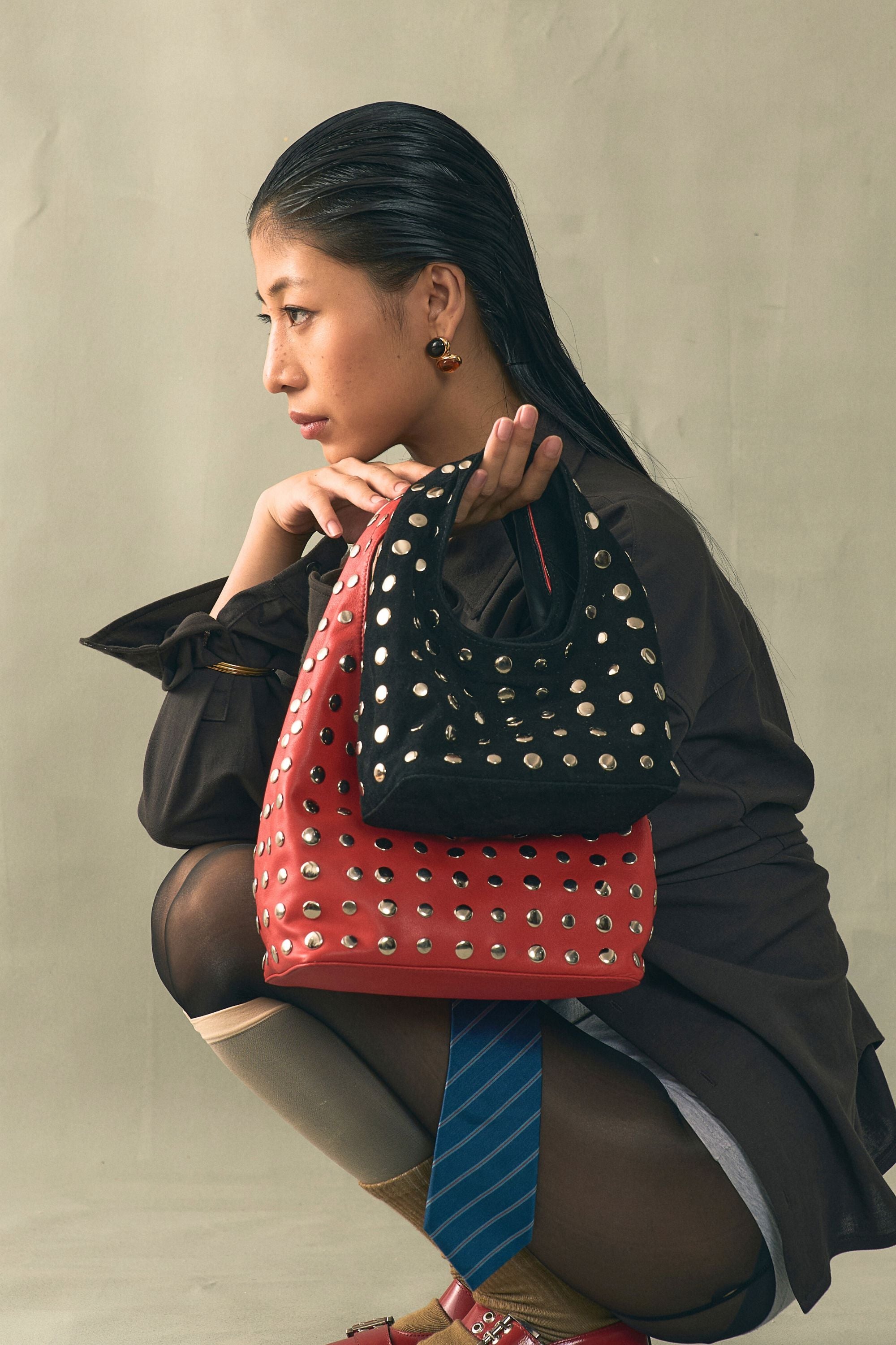 Icon Studded Mini in Black Suede