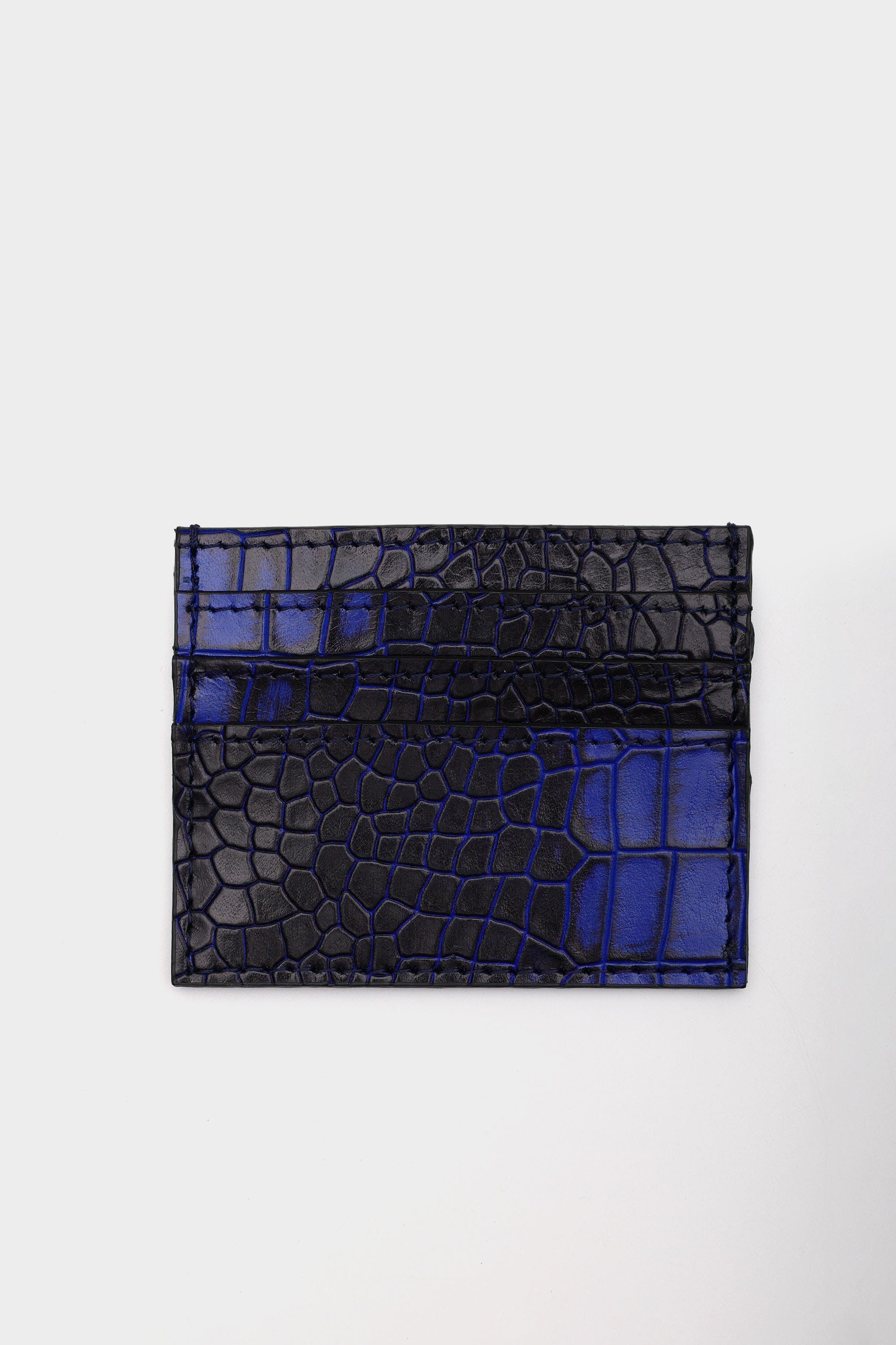 Croc Embossed Everyday Cardholder in Midnight Blue