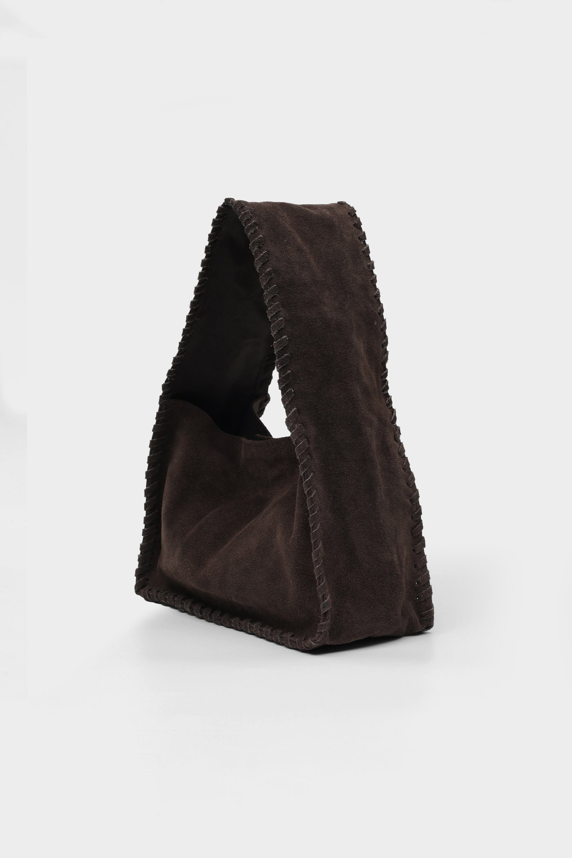 Bento Mini in Brown Suede Whipstitch