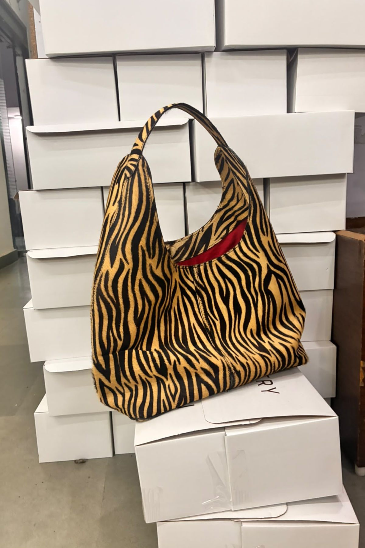 Deve Hobo Tote in Zebra Hair-on