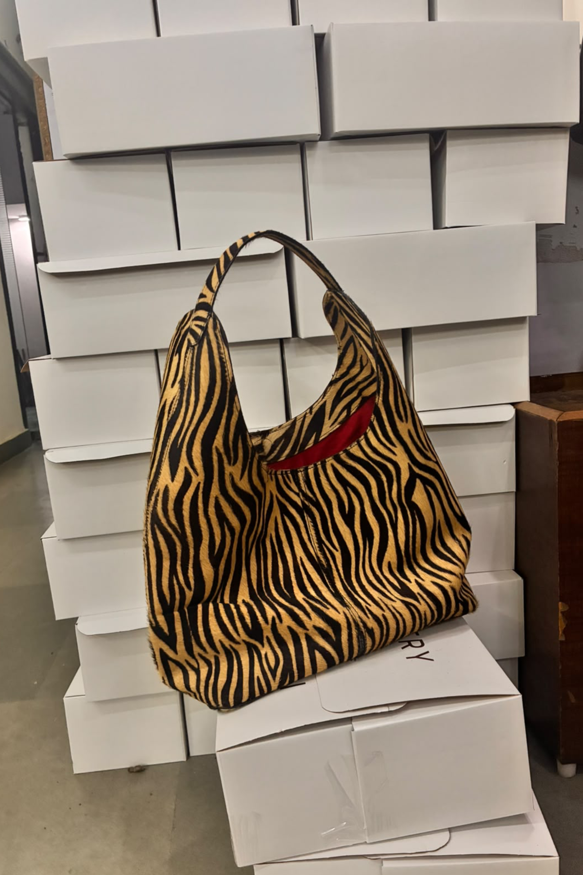 Deve Hobo Tote in Zebra Hair-on