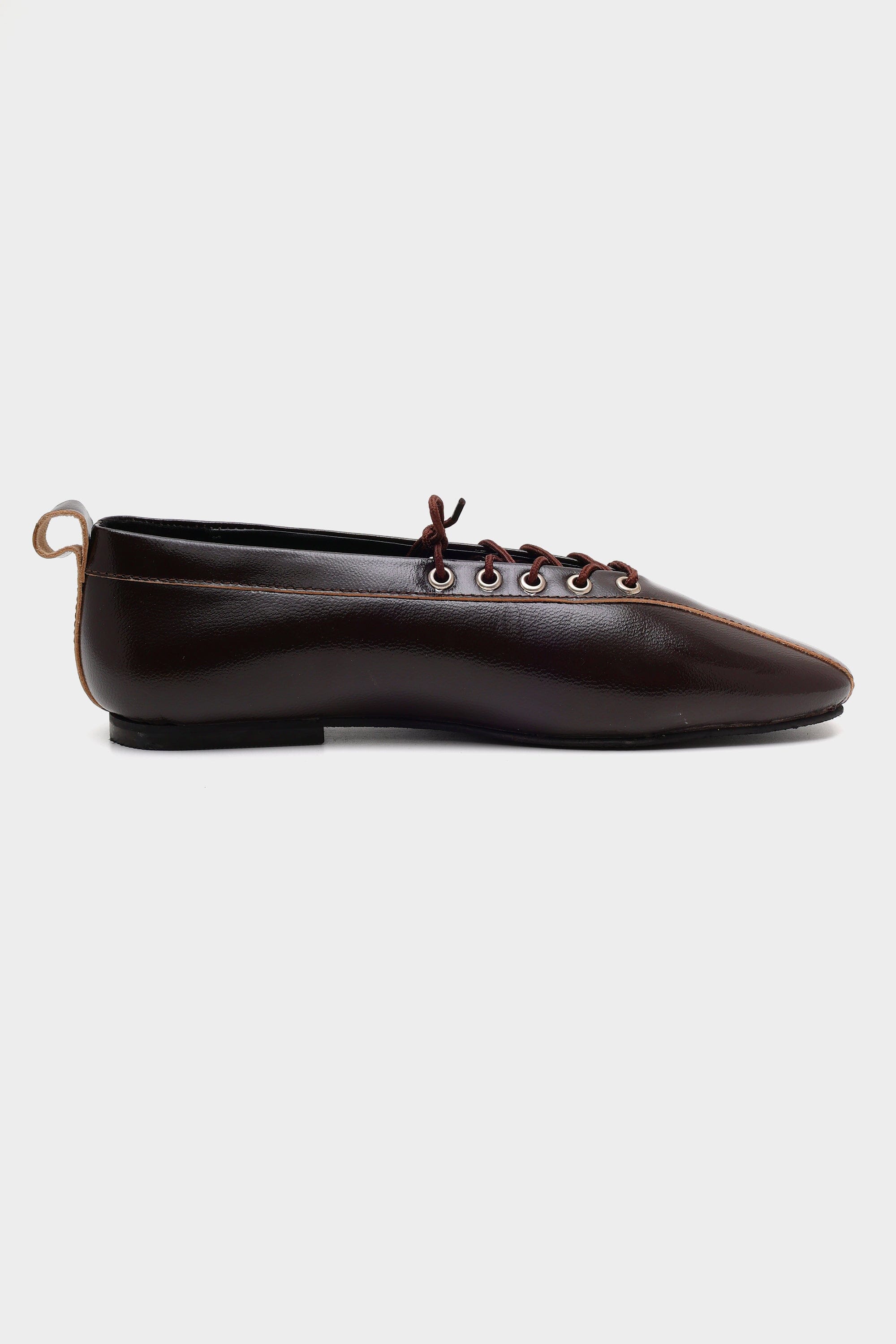 Lace-Up Ballerinas in Mahogany