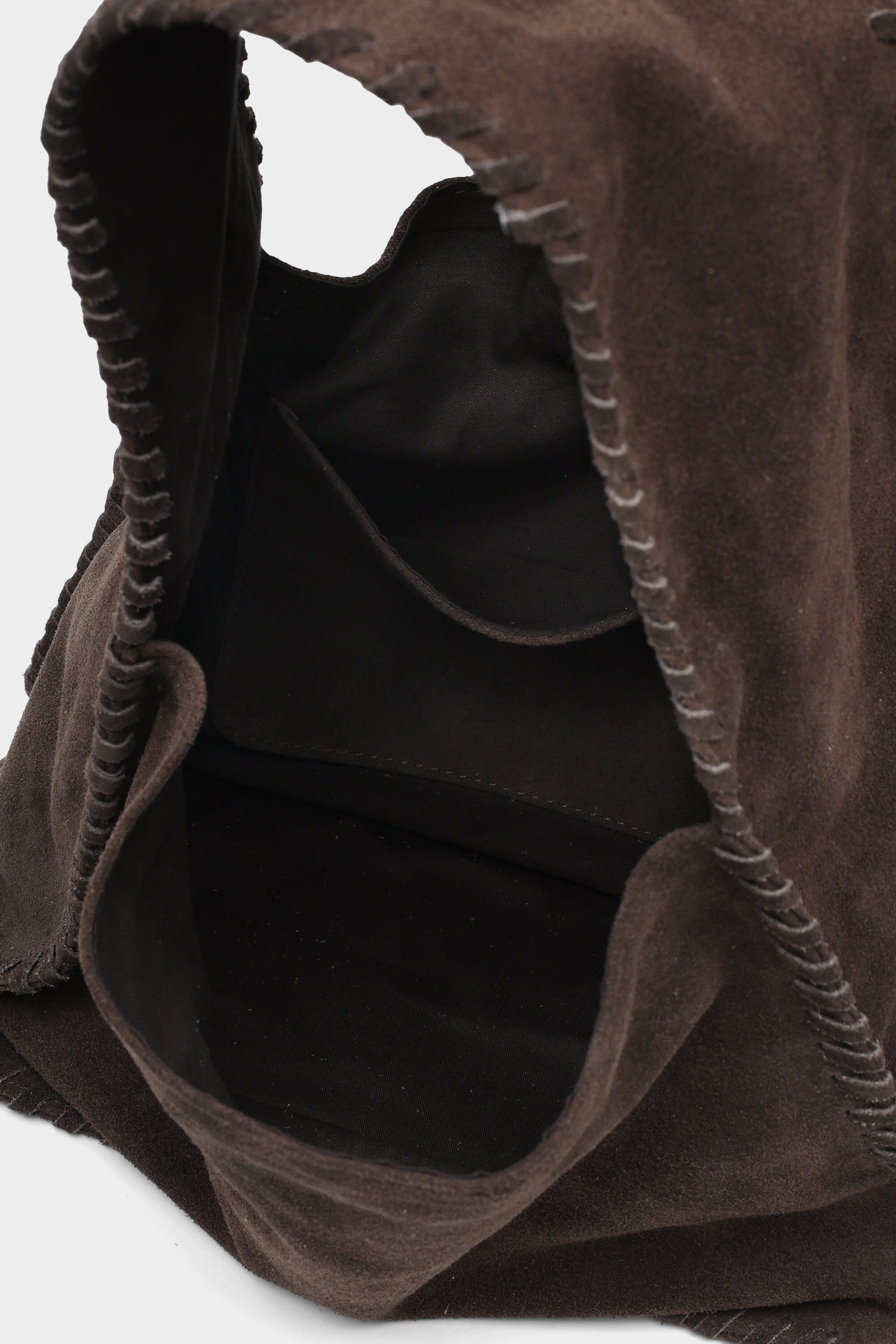 Bento Large in Brown Suede Whipstitch