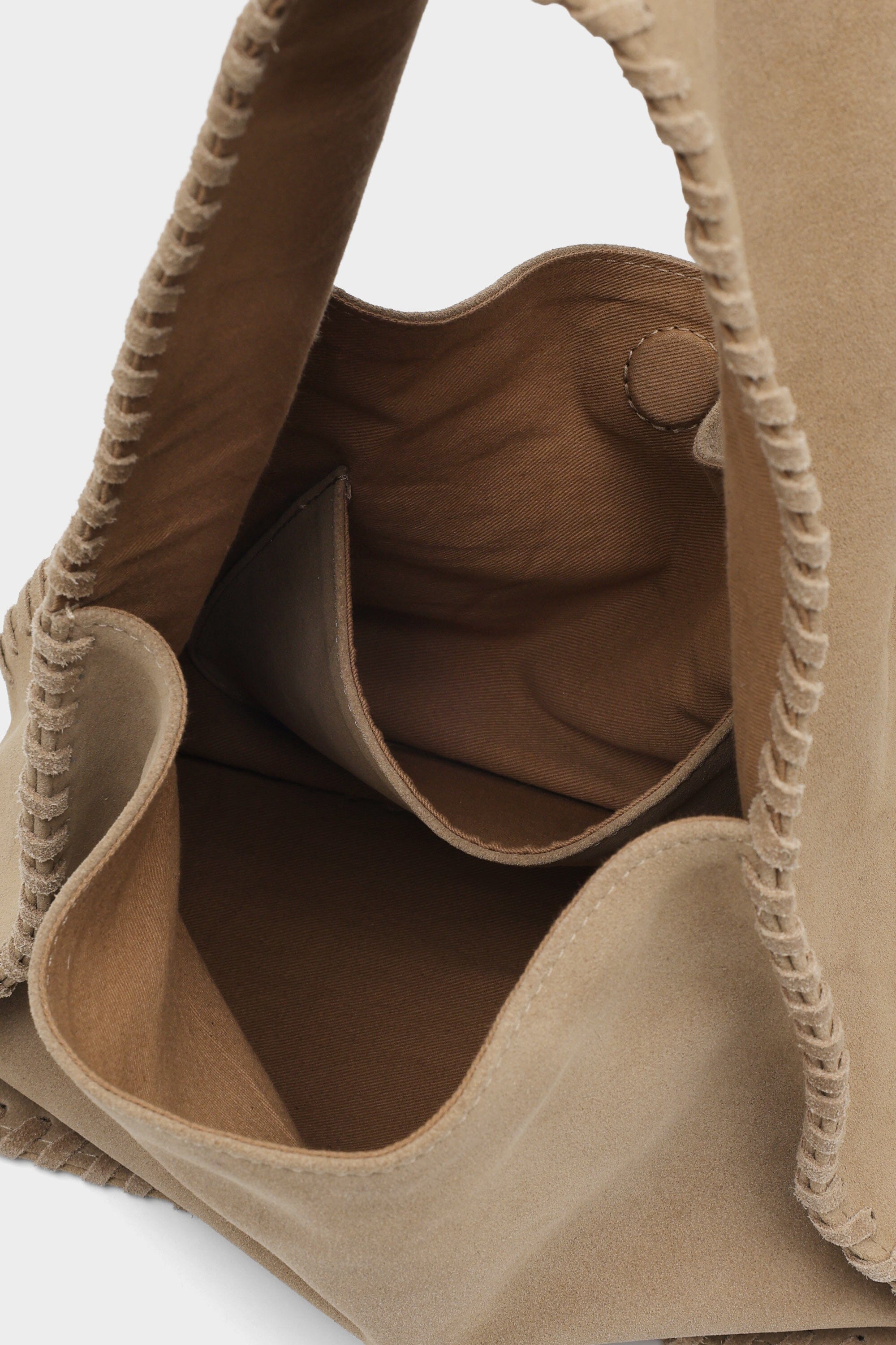 Bento Large in Off-White Suede Whipstitch