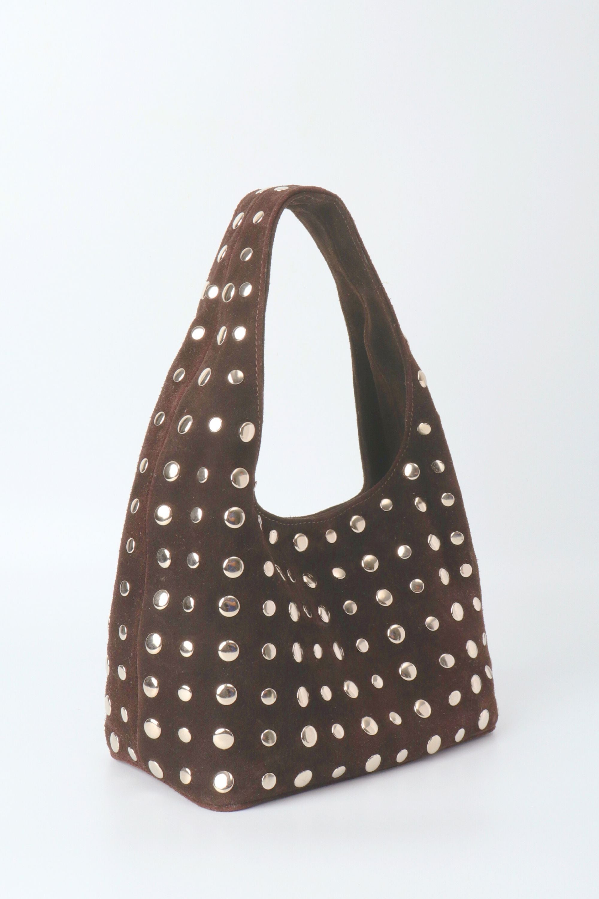 Icon Studded Midi in Brown Suede