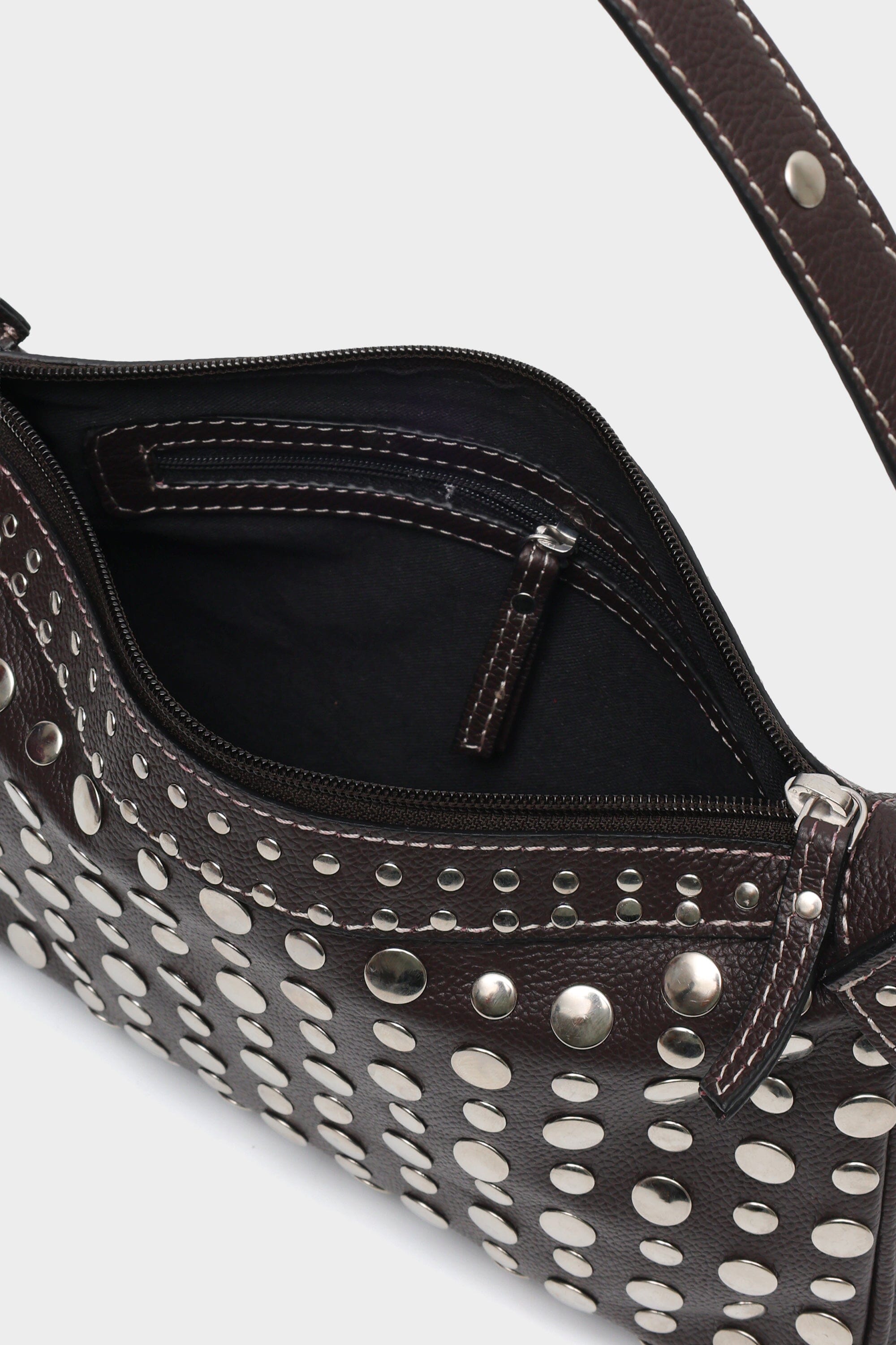 Icon Studded Baguette in Brown