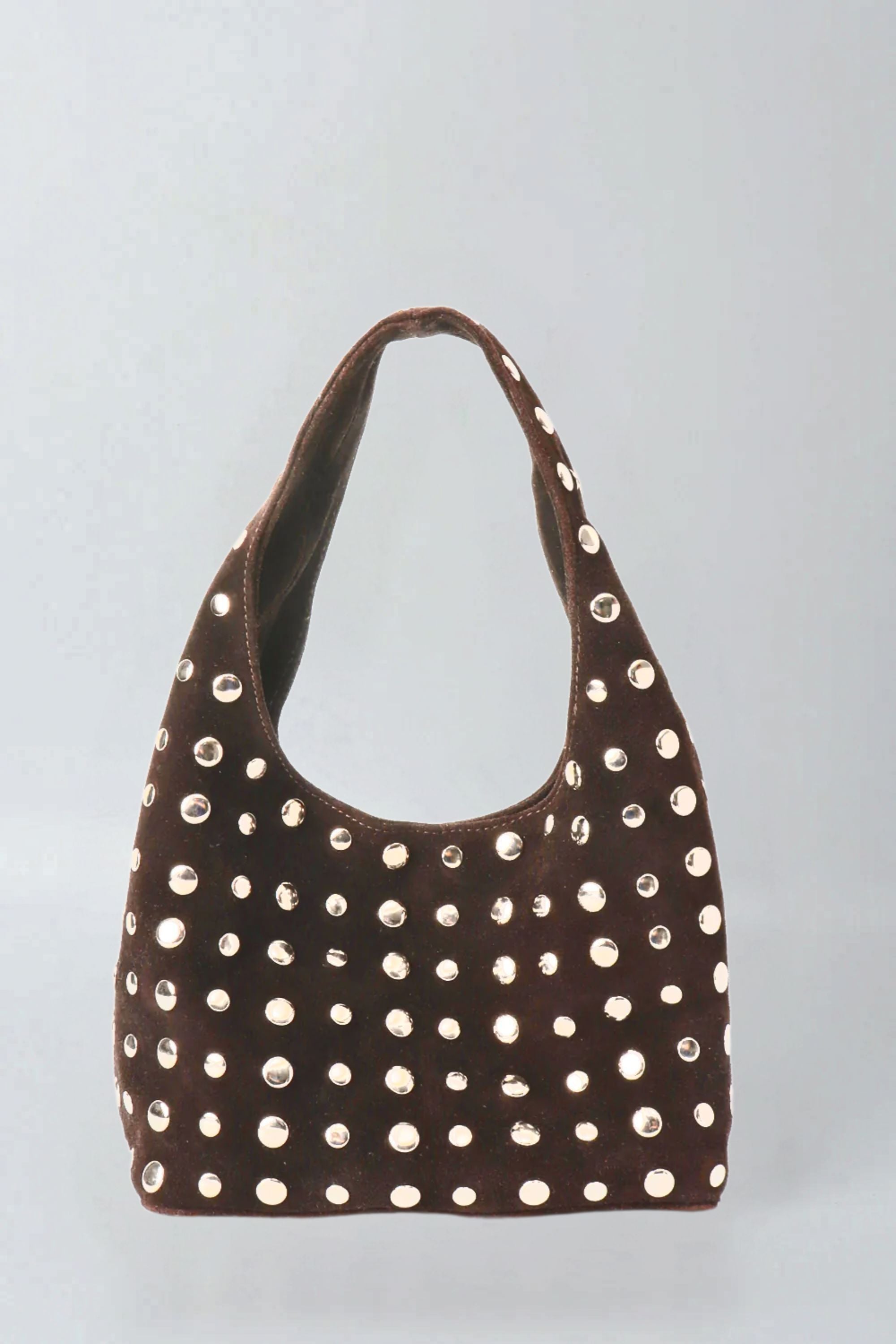 Icon Studded Midi in Brown Suede