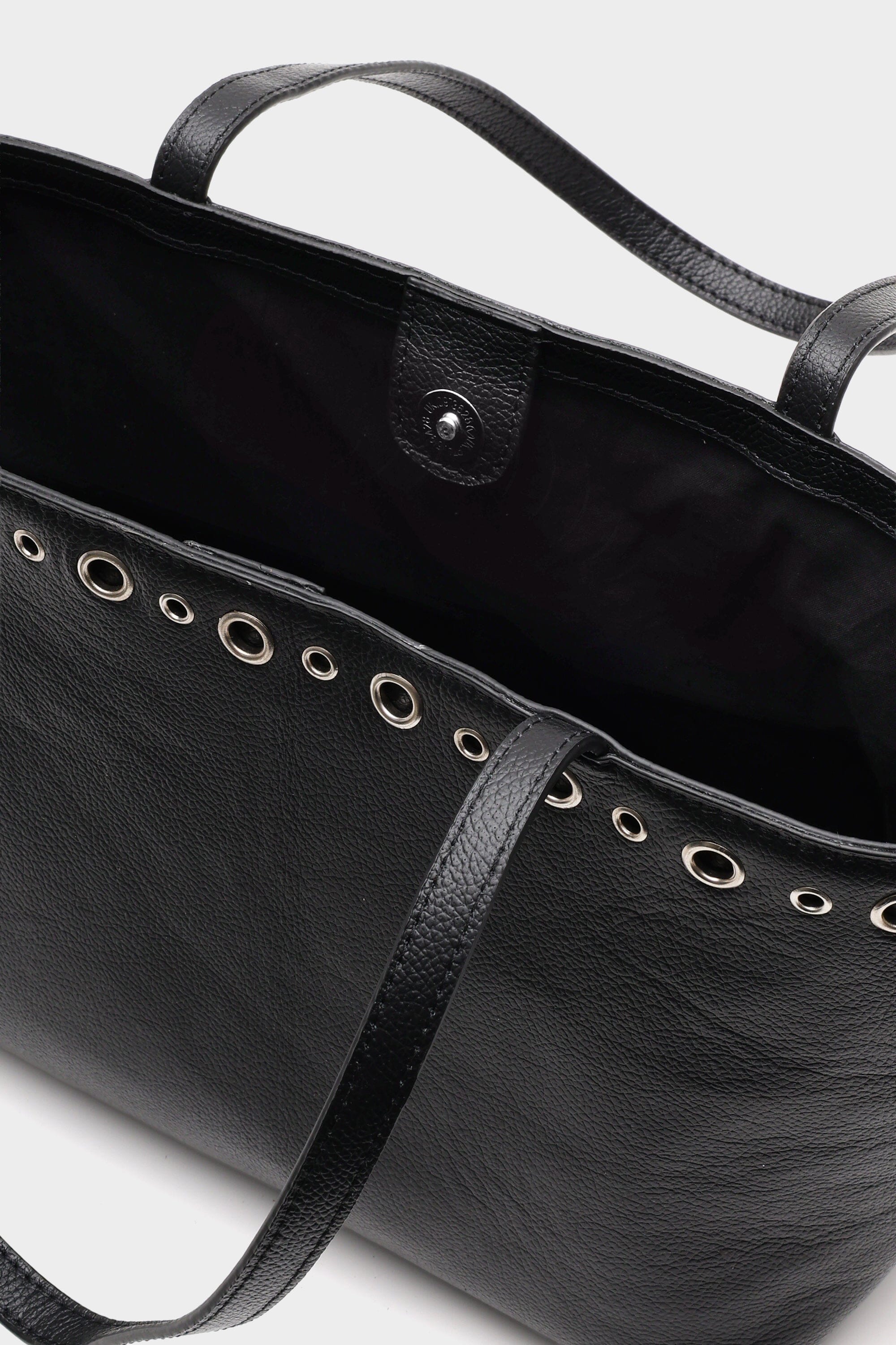 Mini Basic Tote Pebbled Black with Eyelet Details