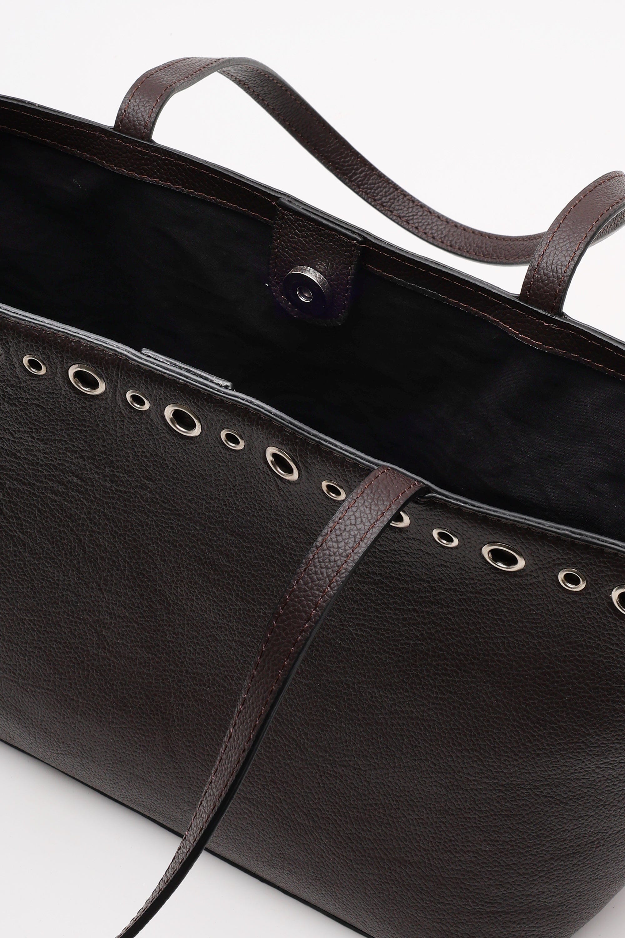 Mini Basic Tote Pebbled Brown with Eyelet Details