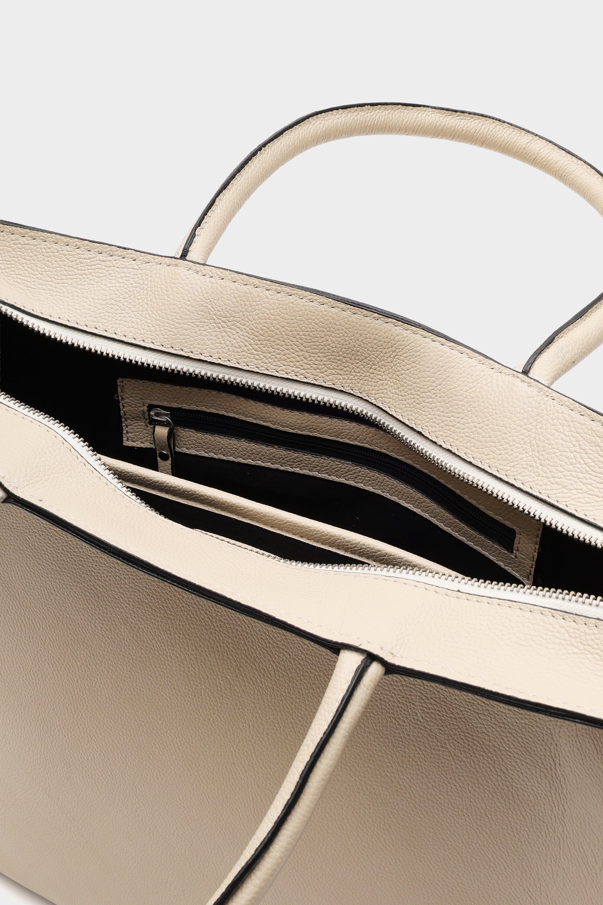 Box Tote in Ecru with Buckled Details