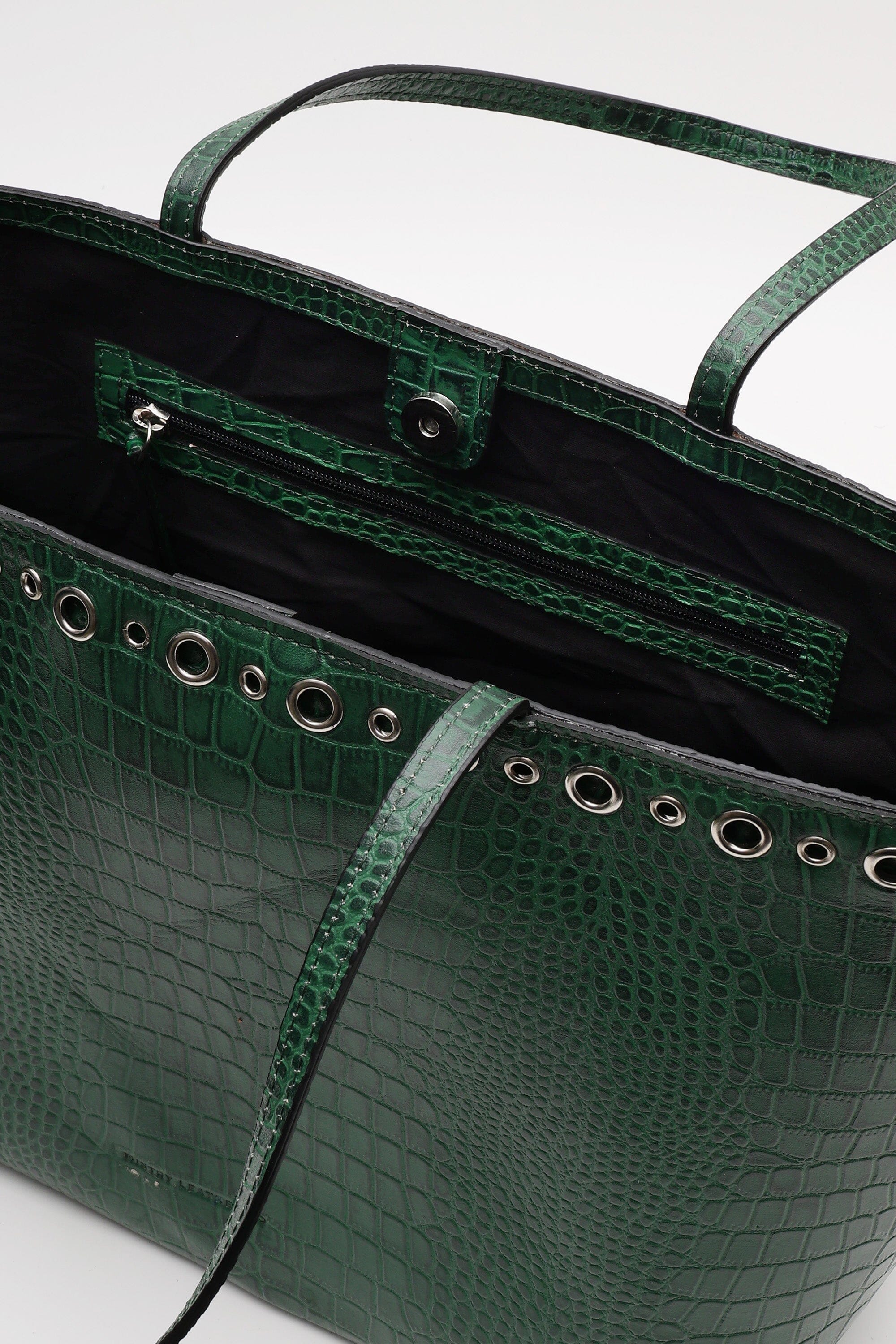 Basic Tote In Forest Green with Eyelet Details