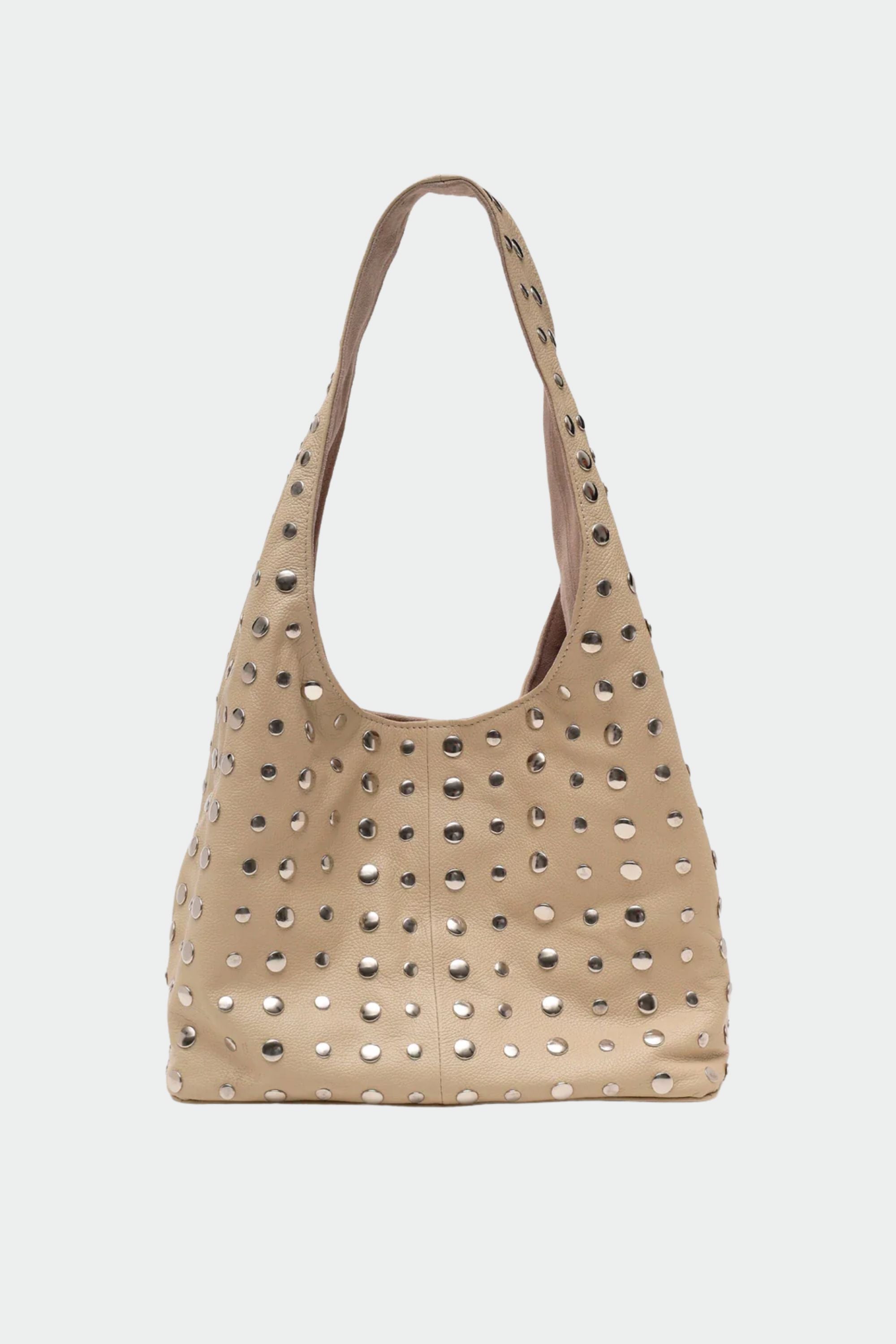 Icon Studded Tote in Ecru Leather