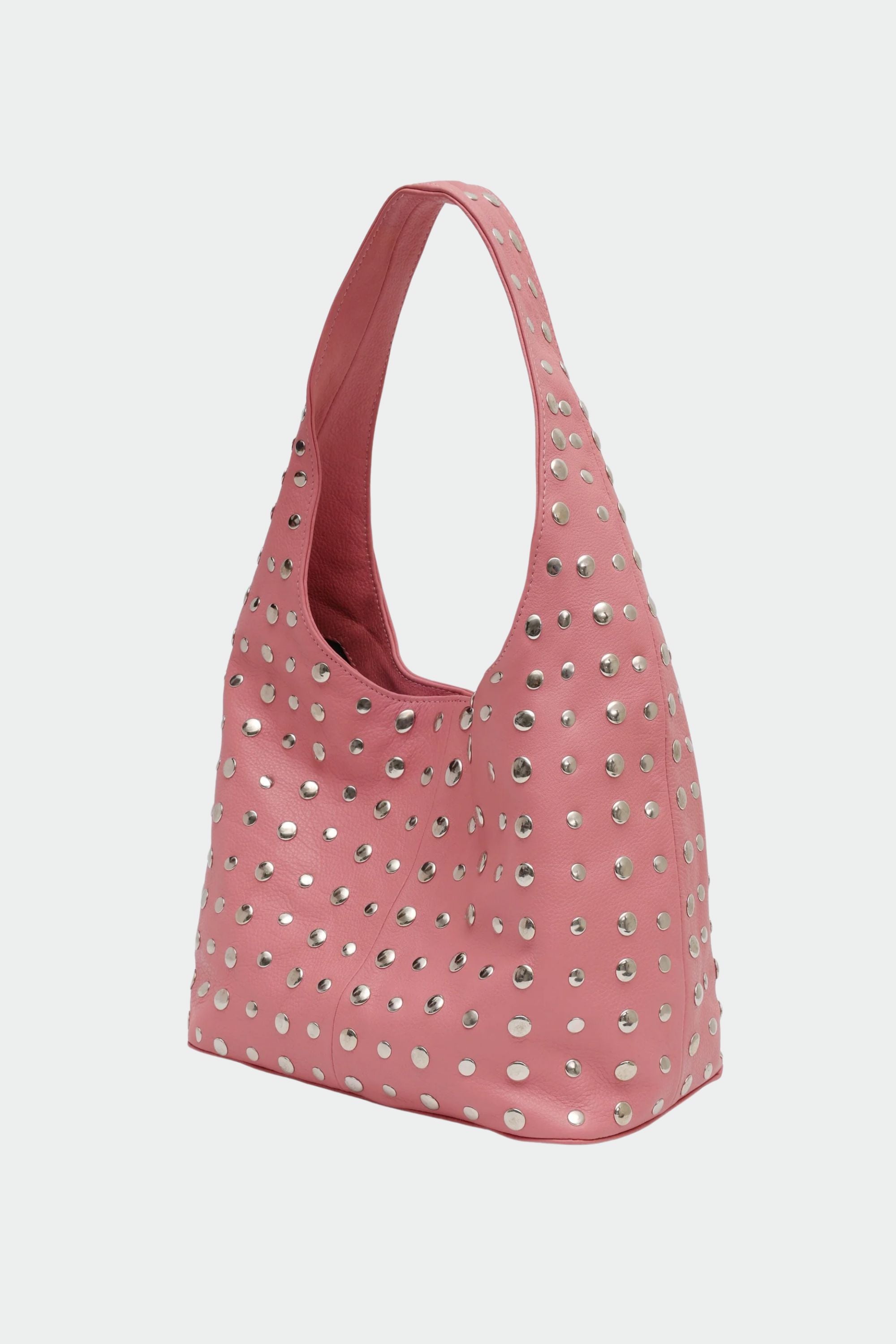 Icon Studded Tote in Blush Pink Leather