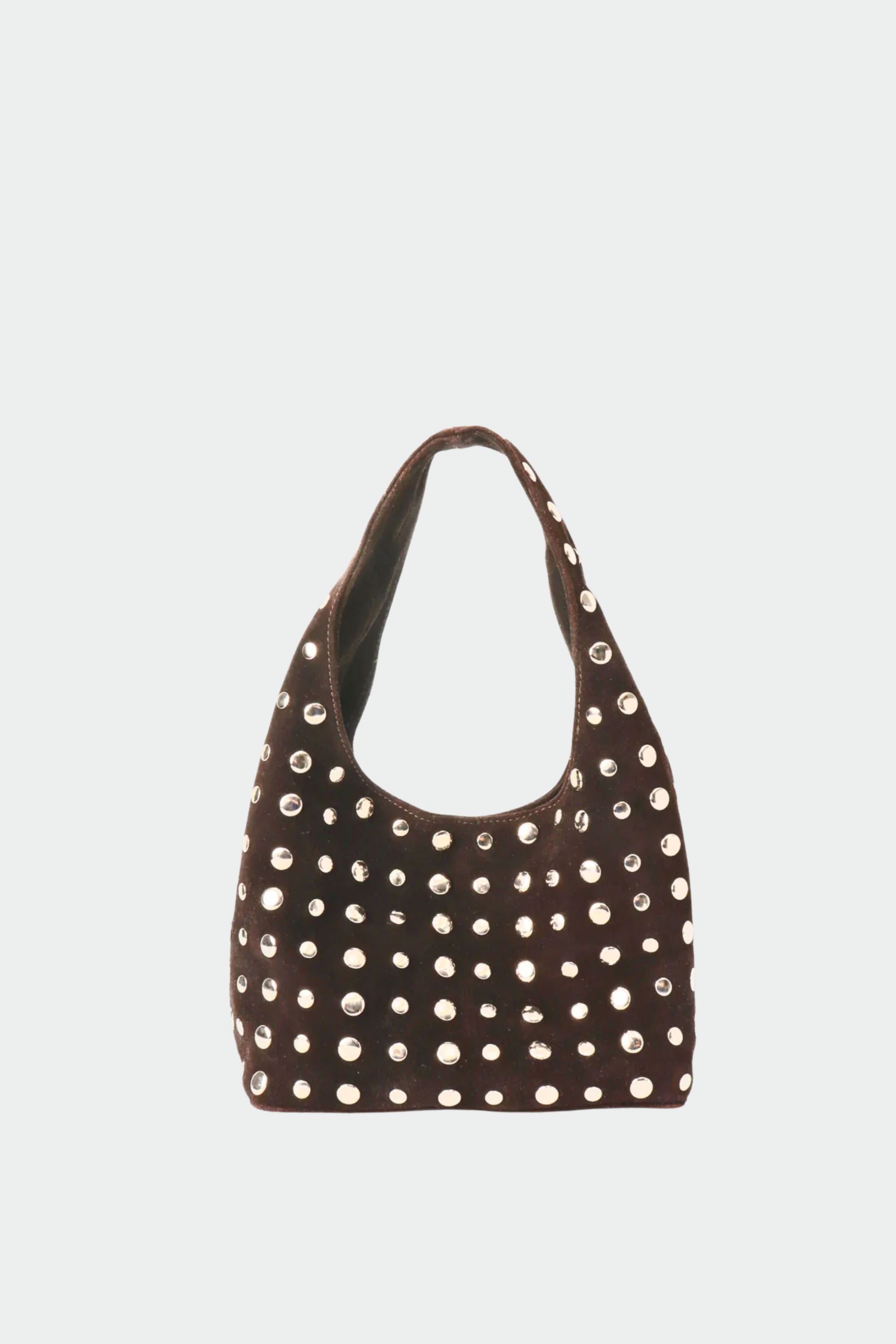 Icon Studded Midi in Brown Suede
