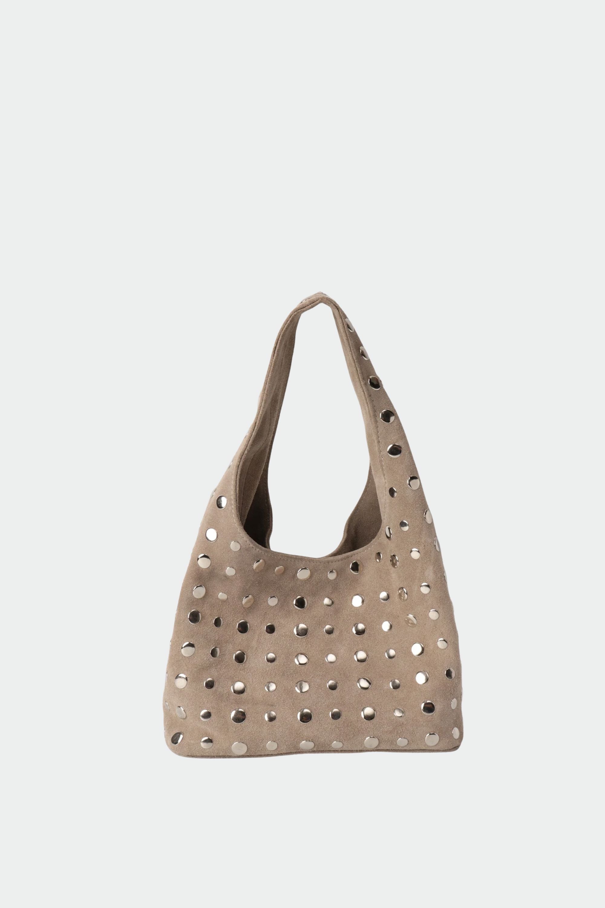 Icon Studded Midi in Off White Suede