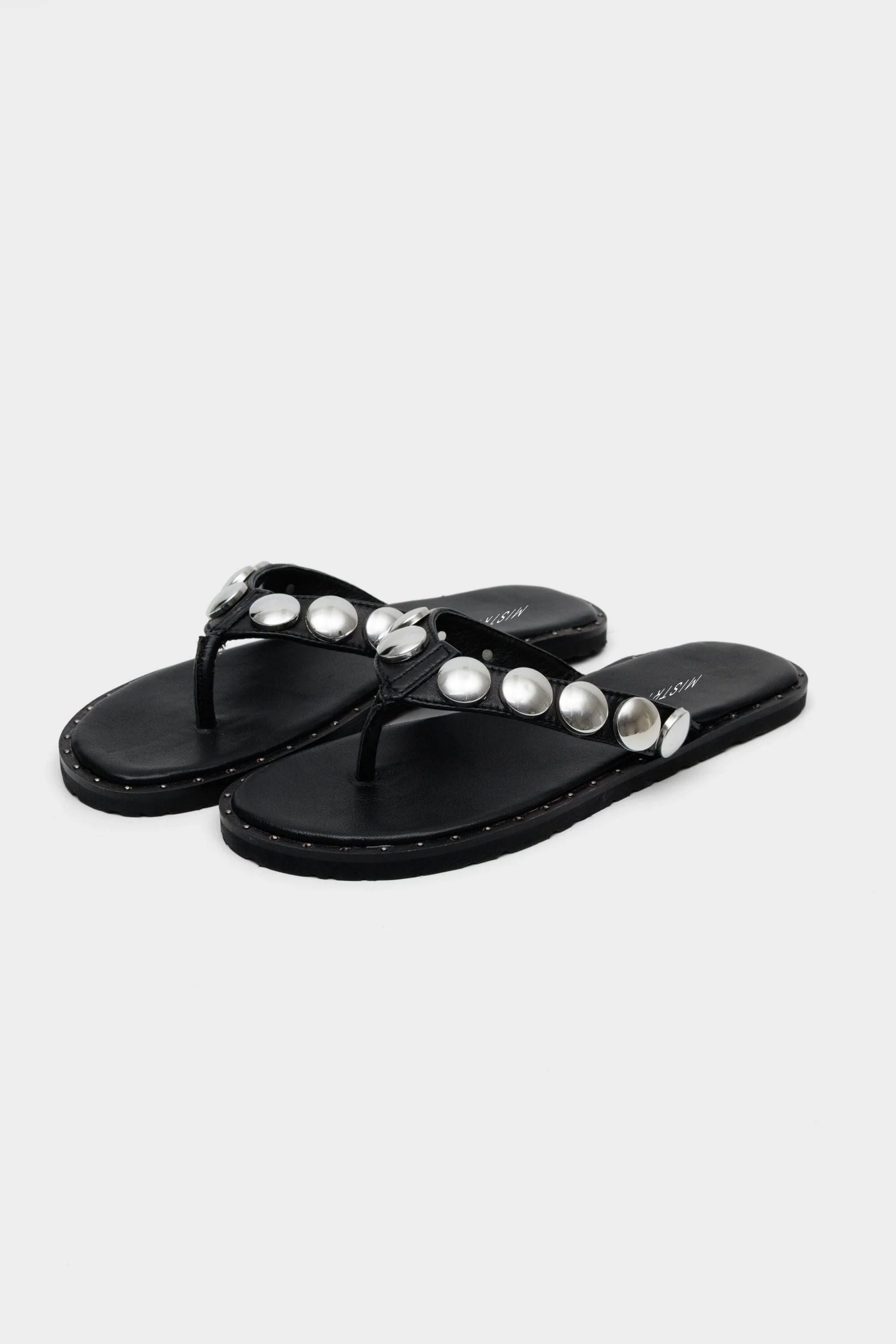 Icon Studded Flip Flops in Black