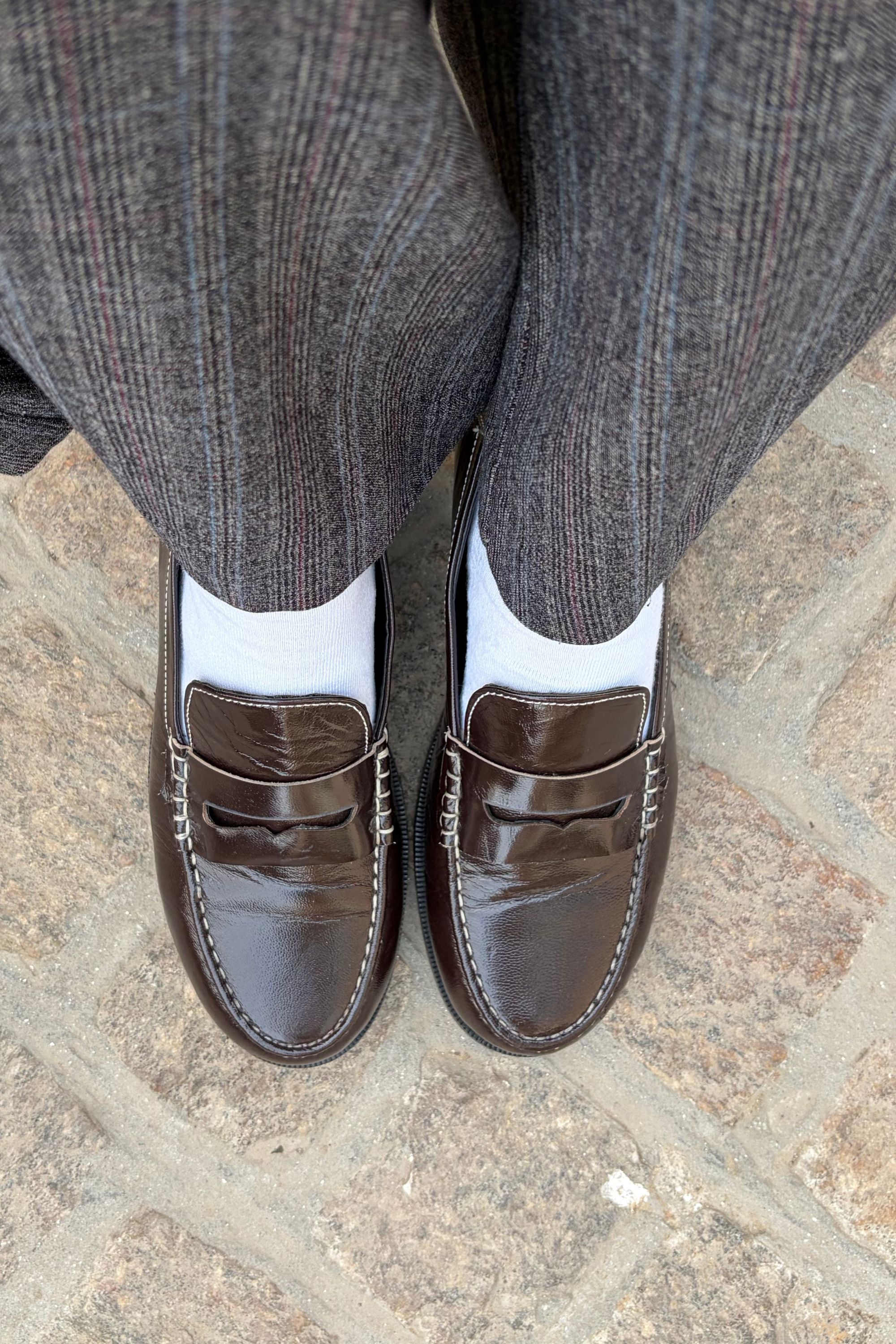 Classic Penny Cut Loafers in Brown Patent Leather