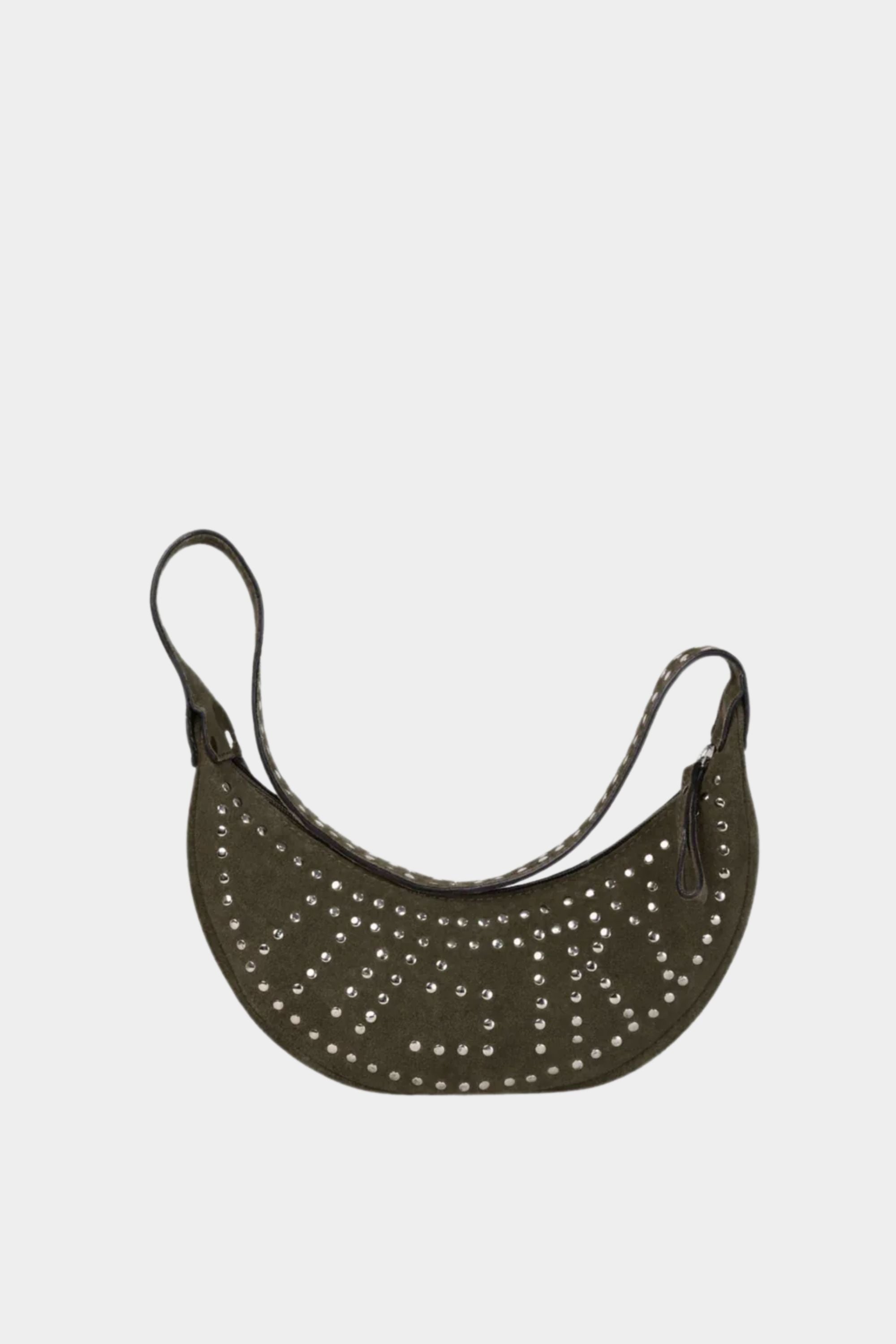 Selena with Rivets in Olive Green Suede