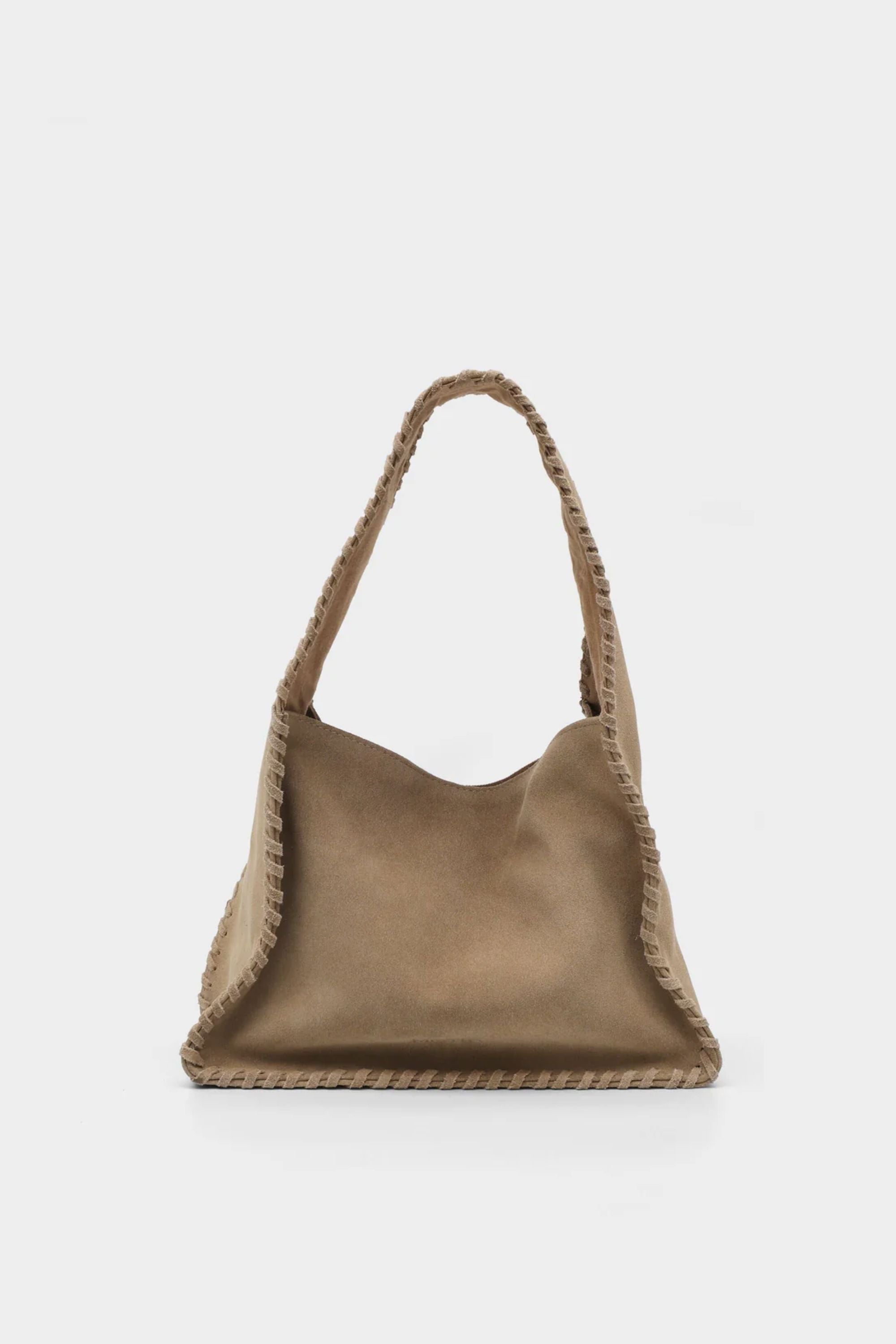 Bento Large in Off-White Suede Whipstitch