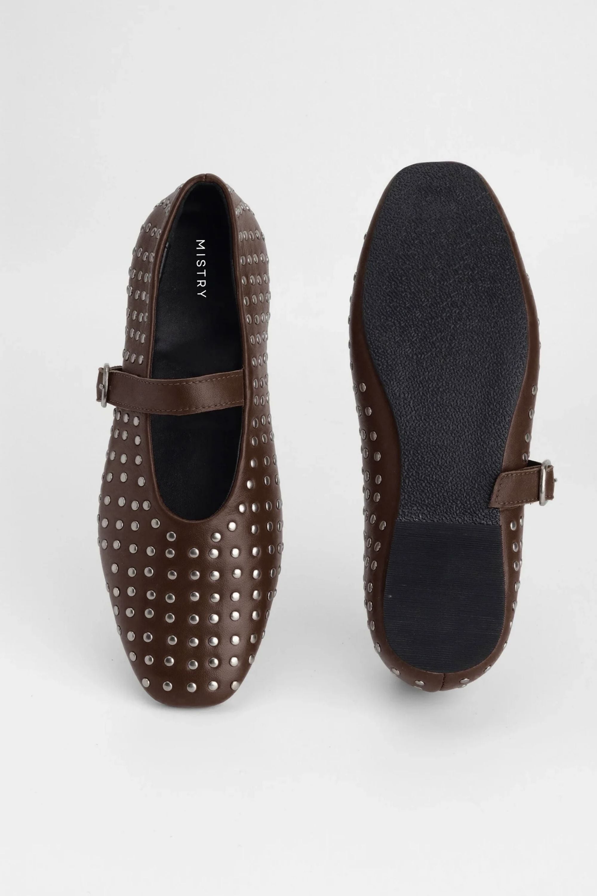 Chestnut Ballet Flats with Rivets