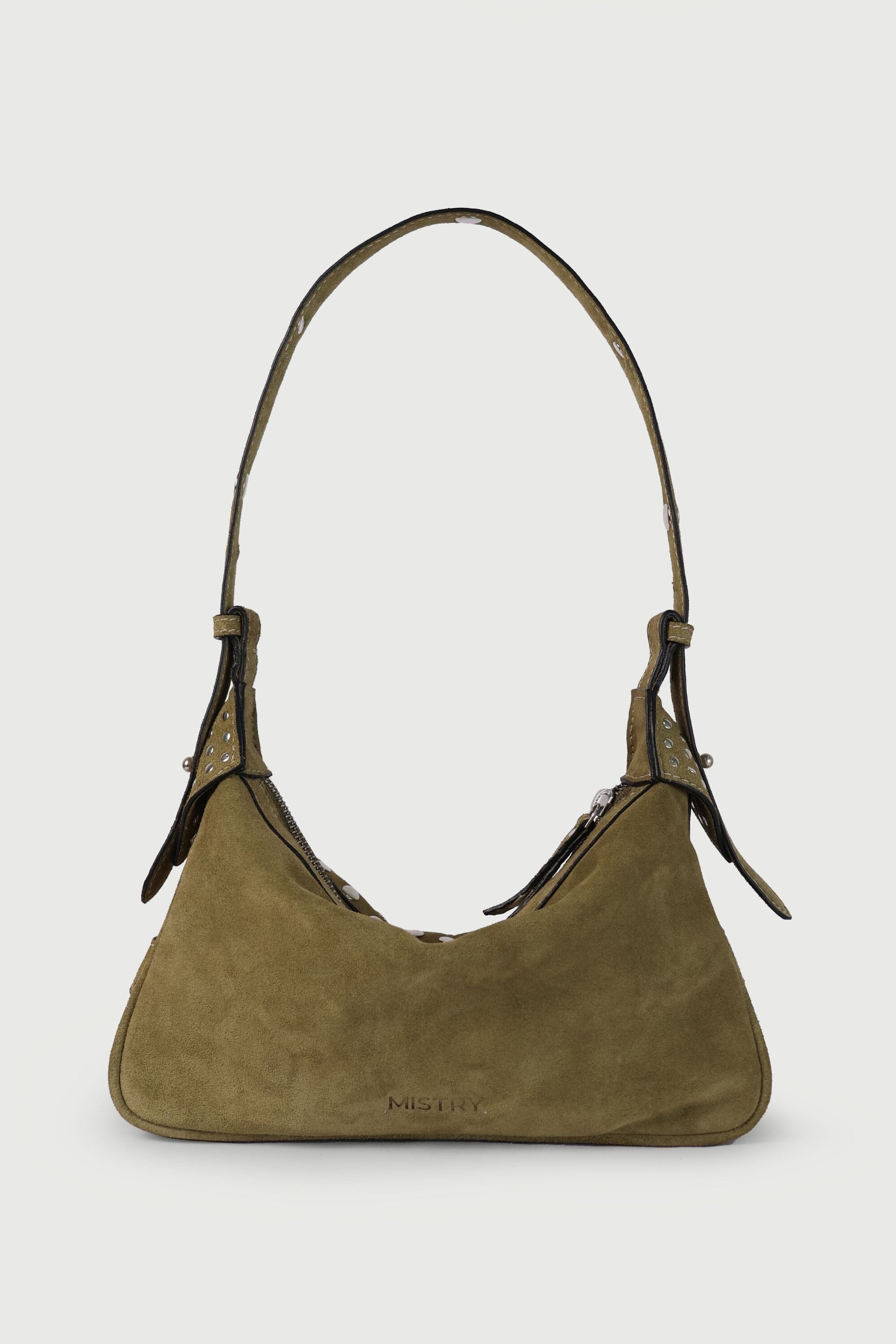 Icon Studded Baguette in Olive Green