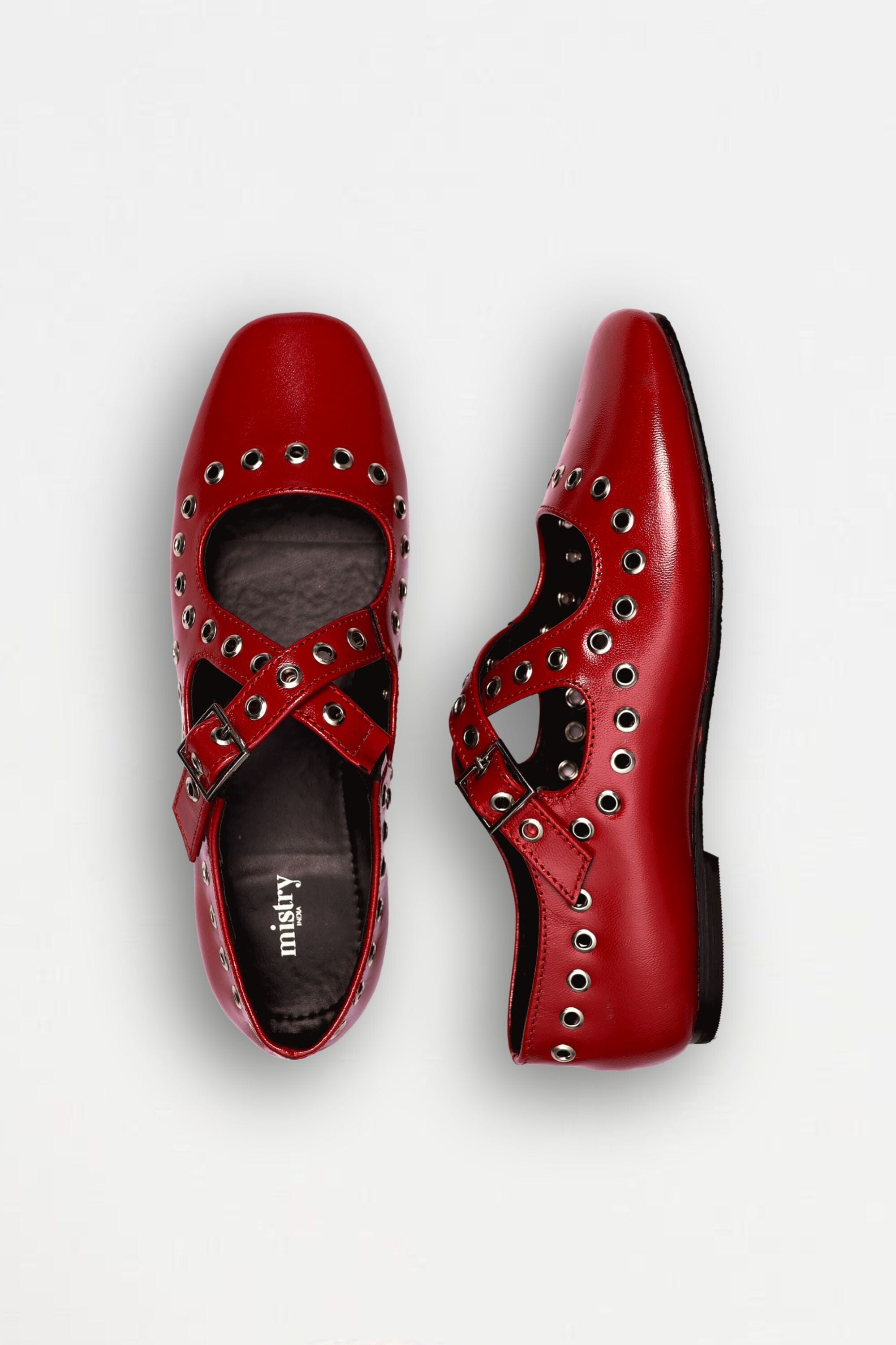 Red Crux Ballerinas with Grommets