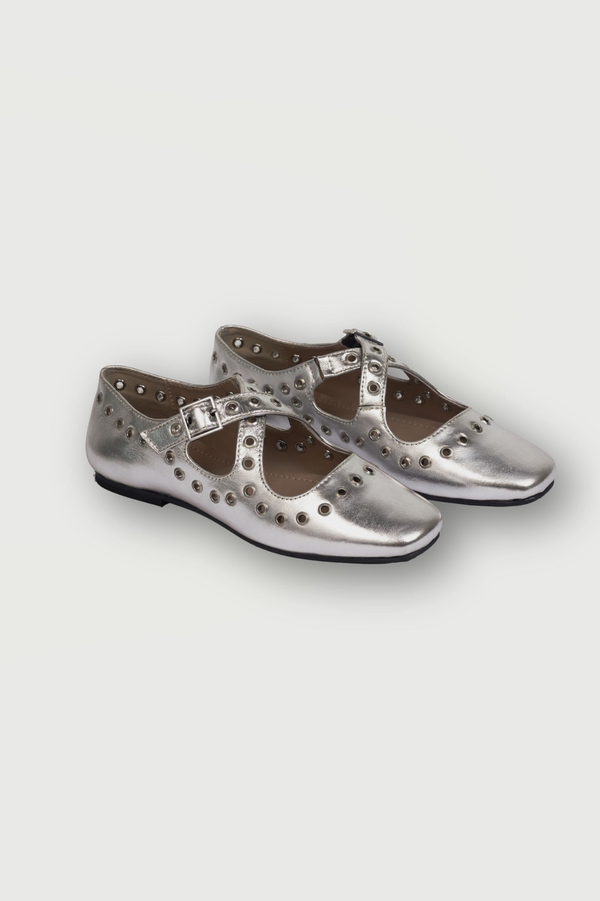 Silver Crux Ballerinas with Grommets