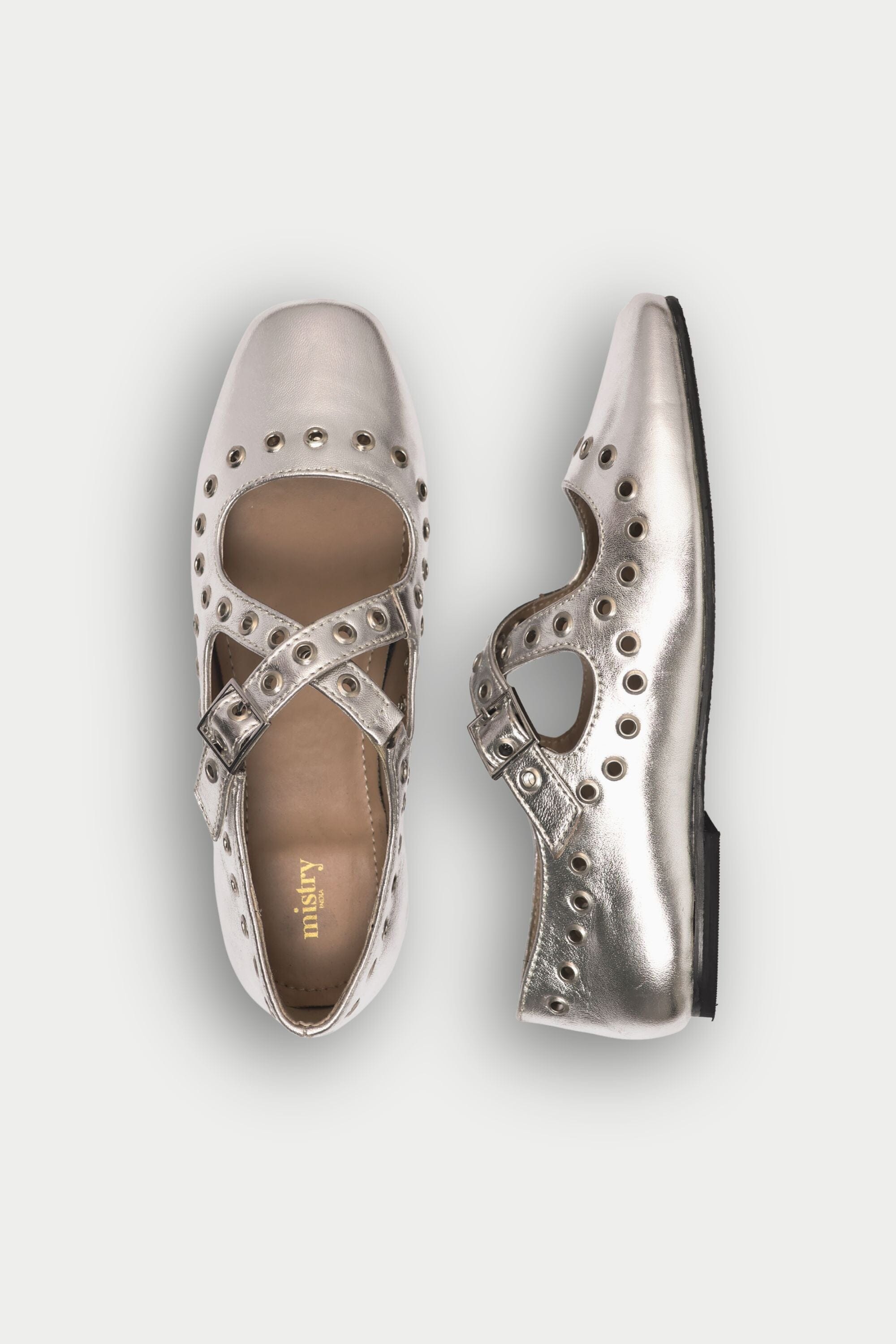 Silver Crux Ballerinas with Grommets
