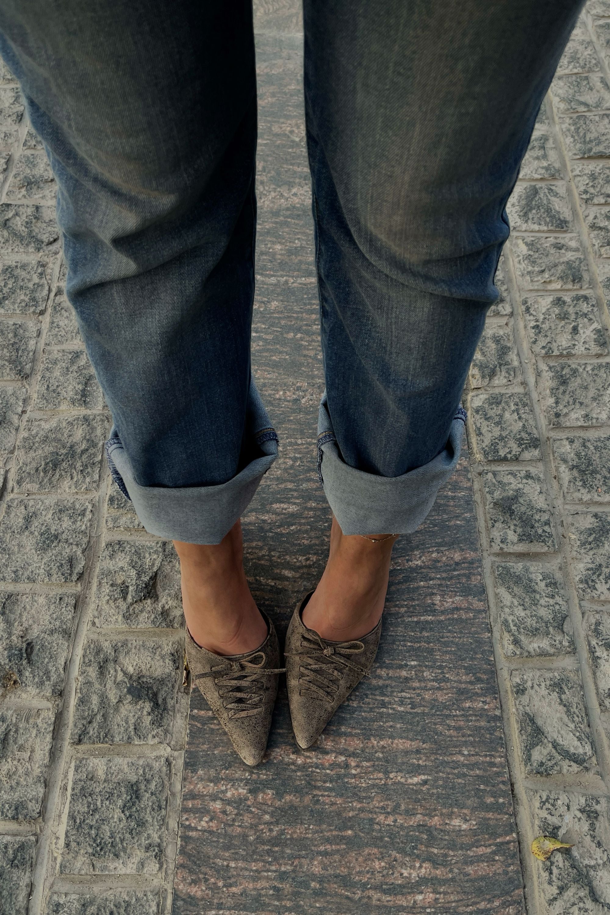 Tapered Heels In StoneWash
