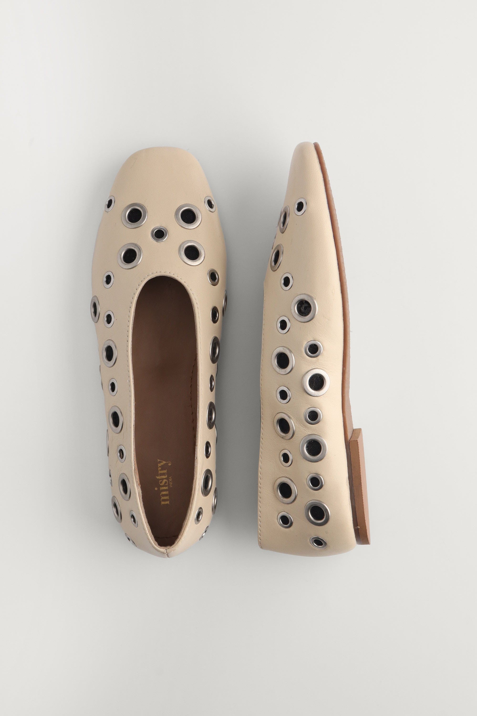 Ecru Ballet Flats with Eyelets