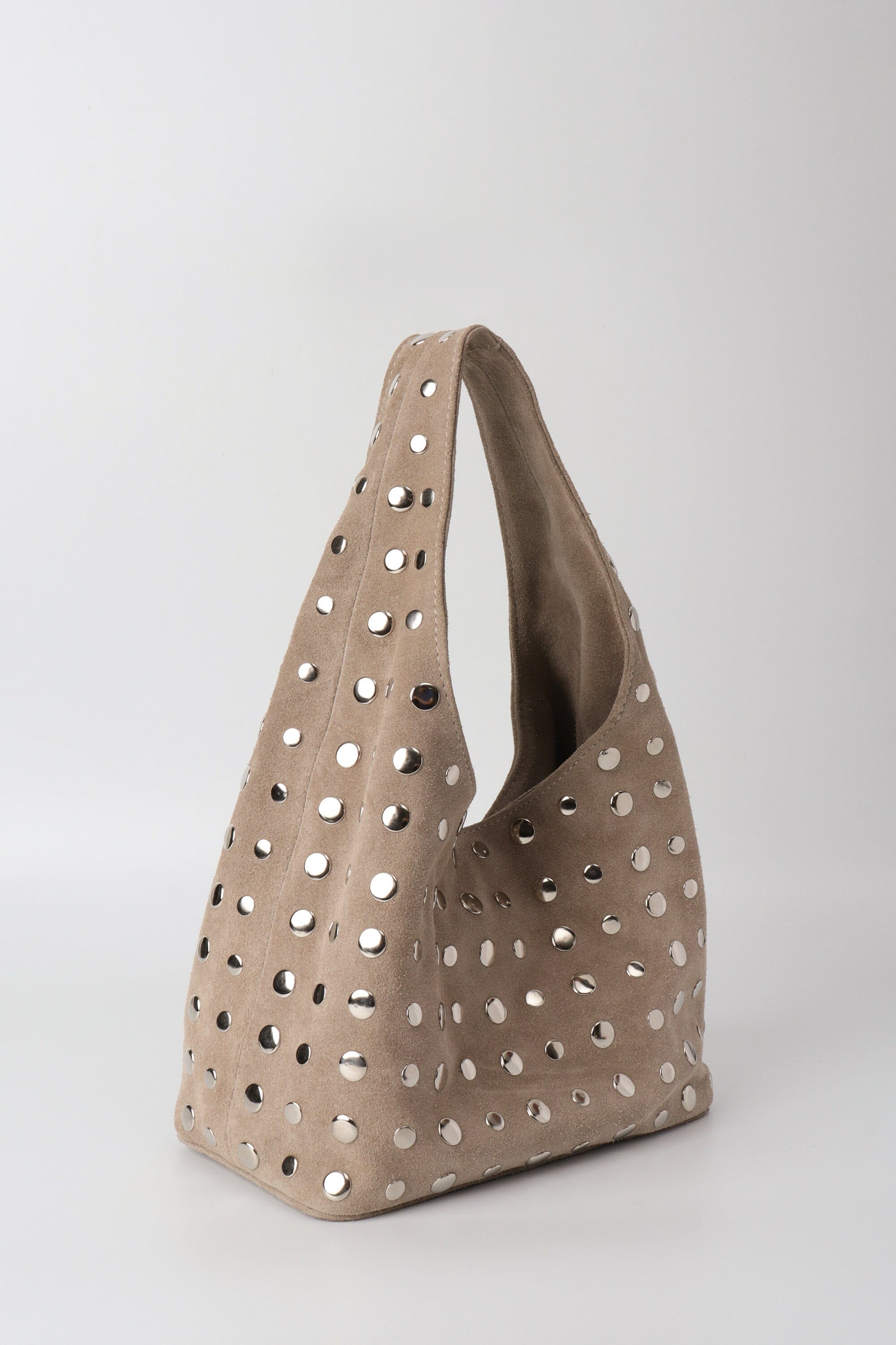 Icon Studded Midi in Off White Suede